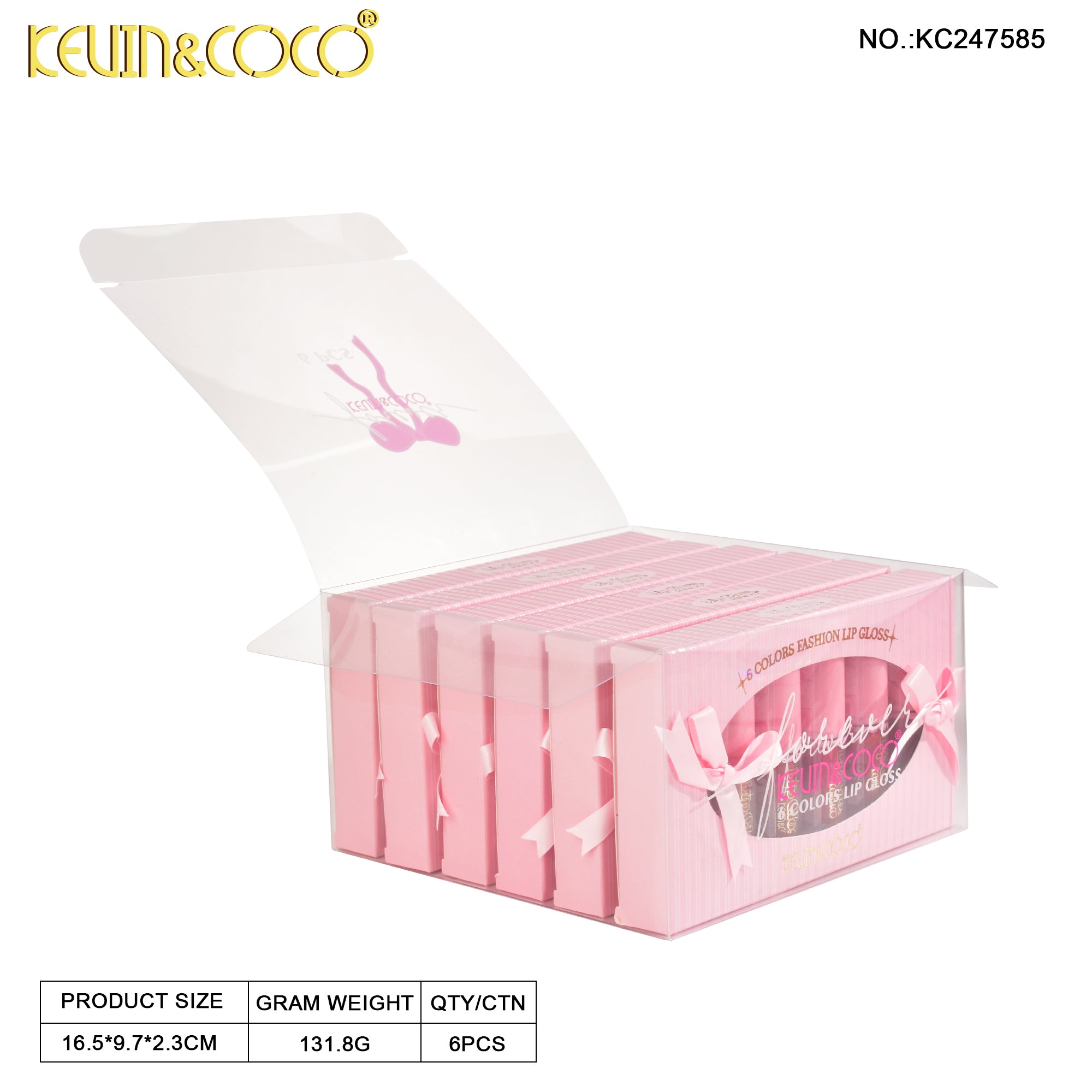 Bowknot Matte Nonsticky Lipgloss DISPLAY SET - 6 PCS (KC247585