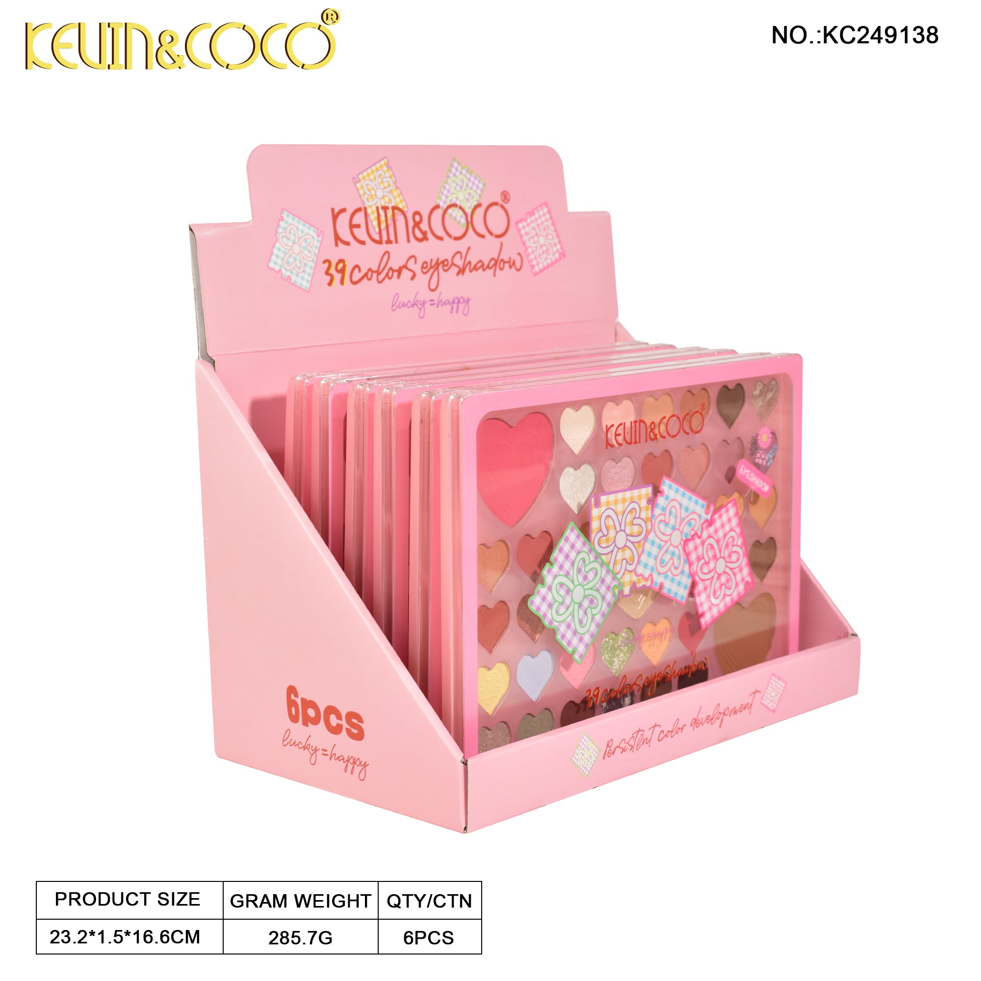 Heart Puzzle 39-Color Eyeshadow Palette DISPLAY SET - 6 PCS