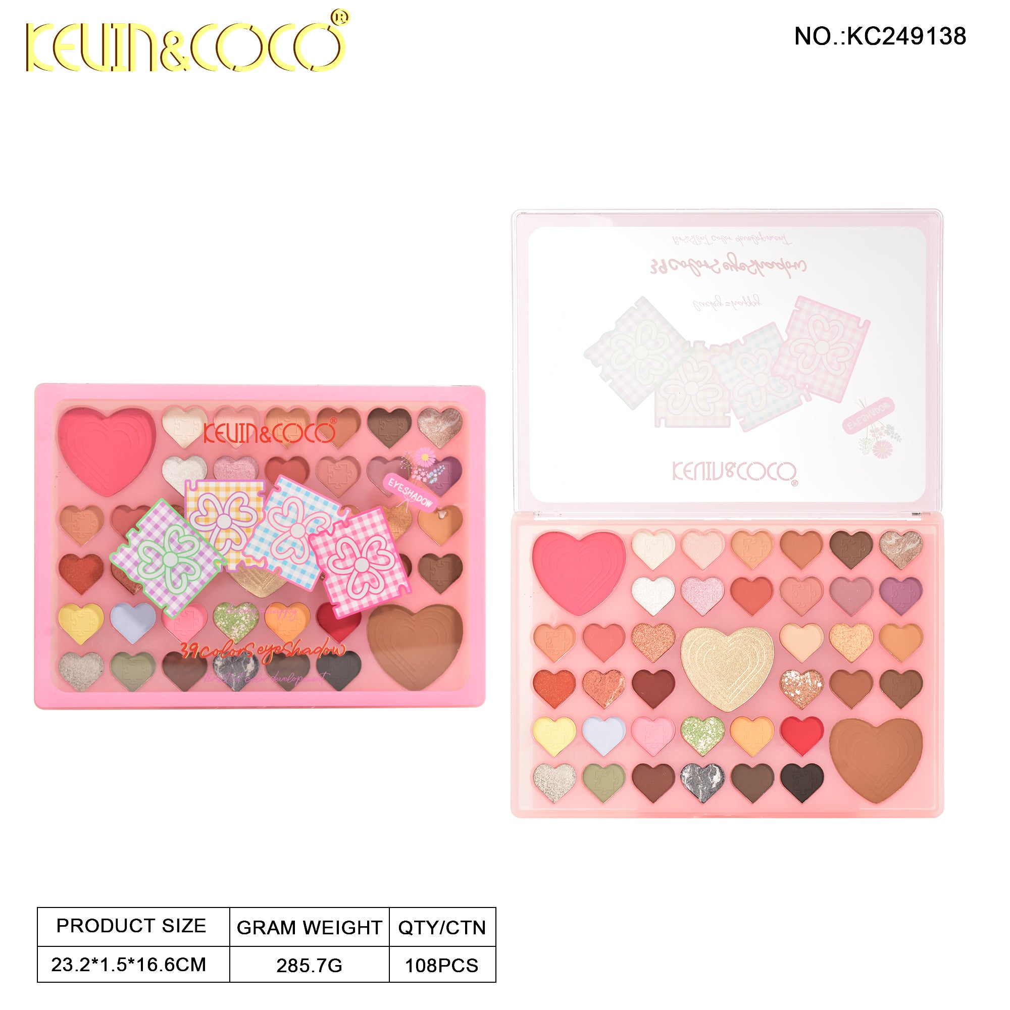 Heart Puzzle 39-Color Eyeshadow Palette DISPLAY SET - 6 PCS