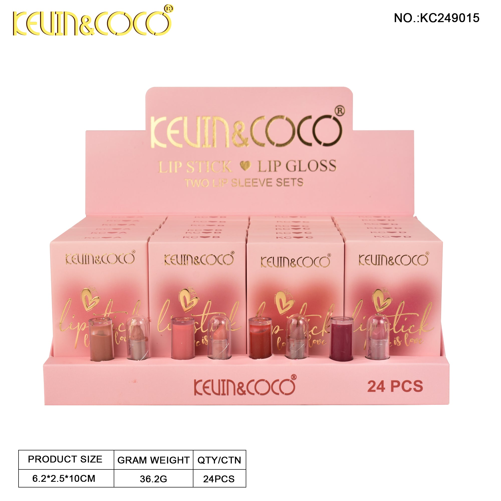 キスチョコ￼ リップグロスセット Crush Lipstick&lip gloss Kit DISPLAY SET -24 PCS (KC249015