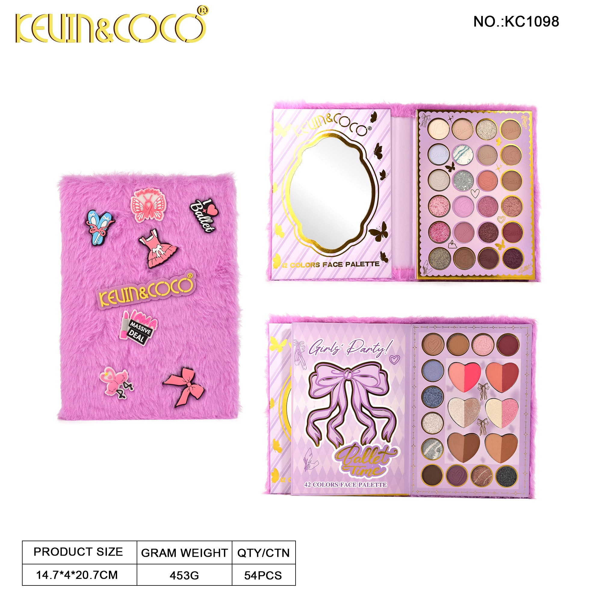 Furry 42 Colors Two-Layer Face & Eye Makeup Palette Display-6PCS