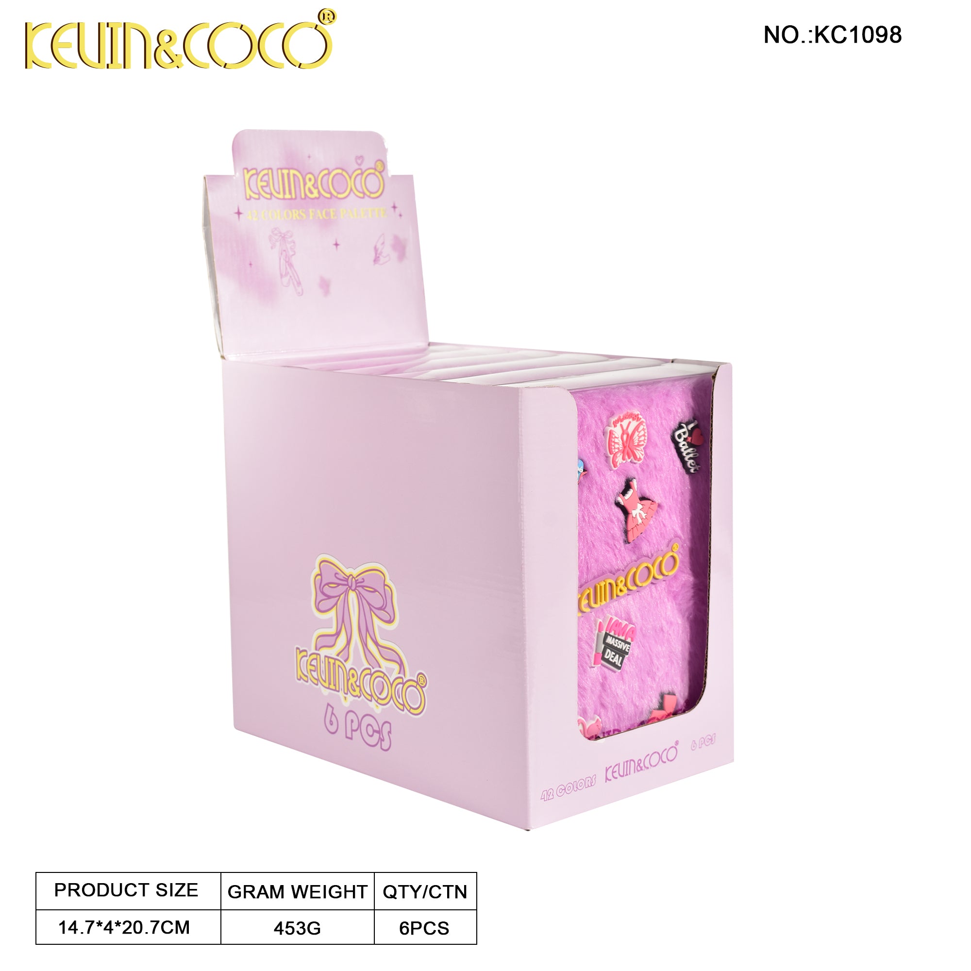 Furry 42 Colors Two-Layer Face & Eye Makeup Palette Display-6PCS（KC1098/KC1055/KC1054）