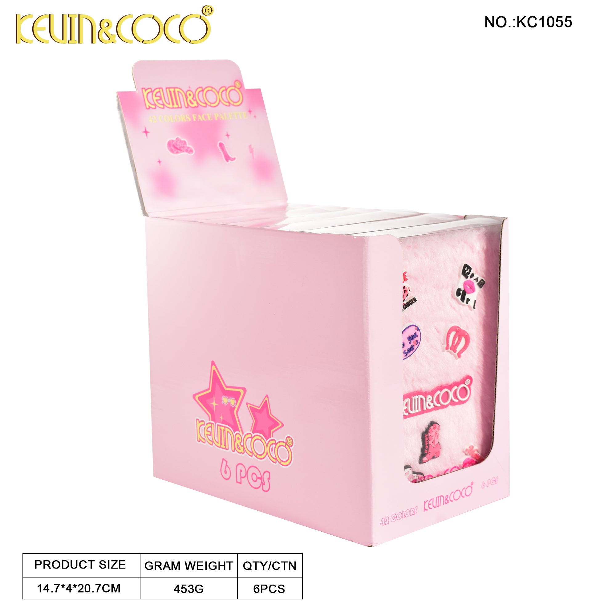 Furry 42 Colors Two-Layer Face & Eye Makeup Palette Display-6PCS（KC1098/KC1055/KC1054）
