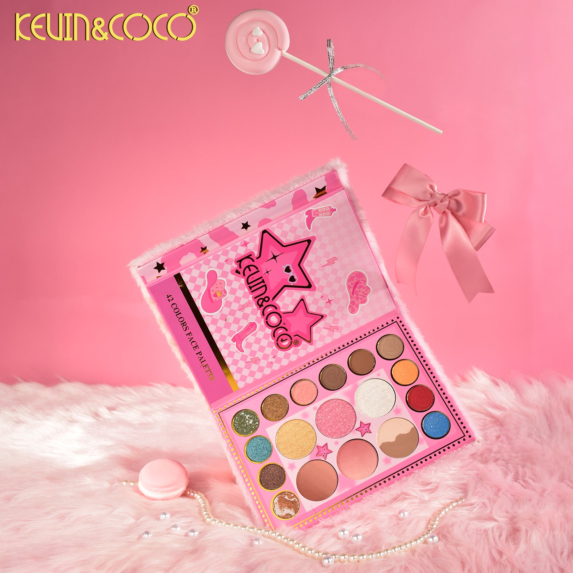 Furry 42 Colors Two-Layer Face & Eye Makeup Palette Display-6PCS