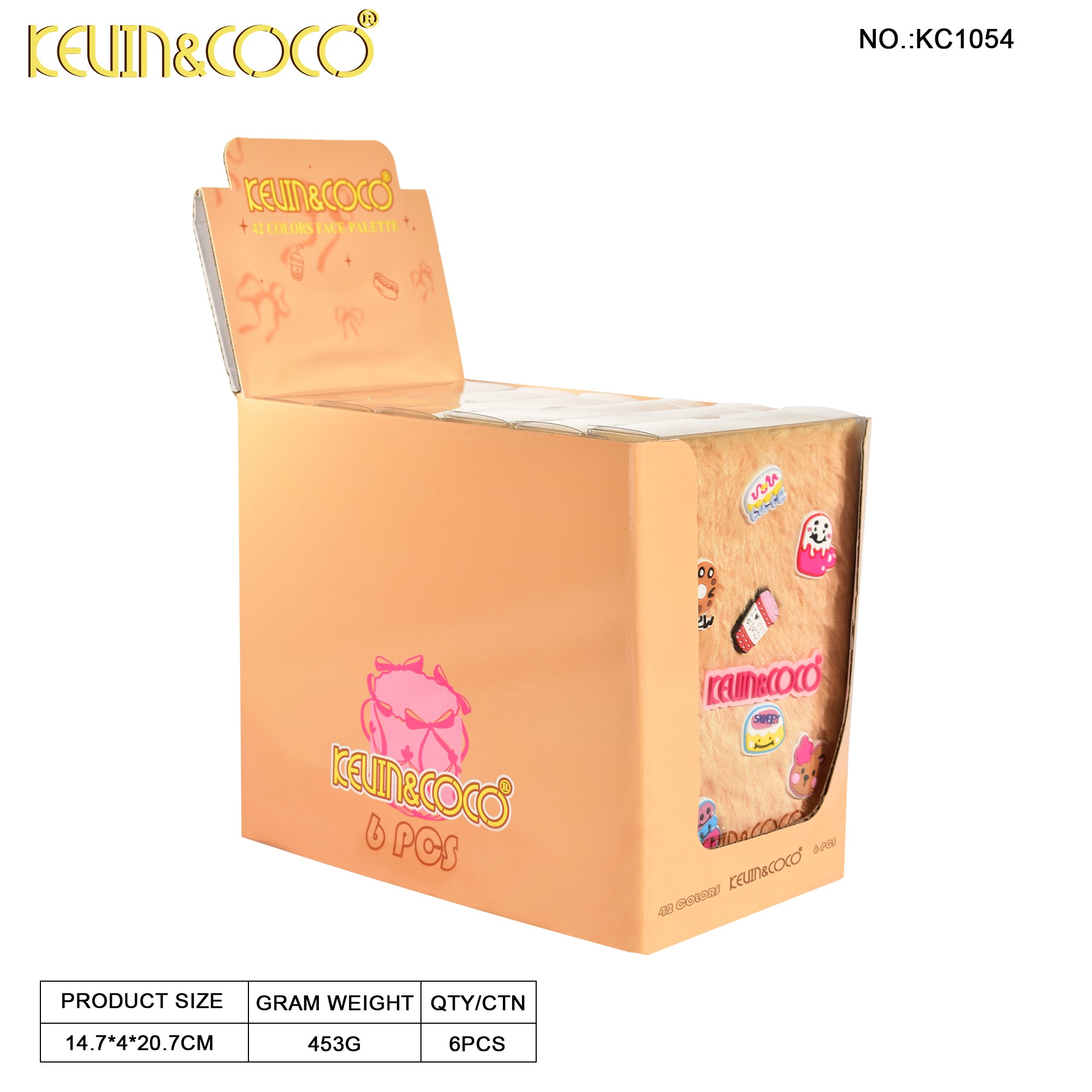 Furry 42 Colors Two-Layer Face & Eye Makeup Palette Display-6PCS（KC1098/KC1055/KC1054）