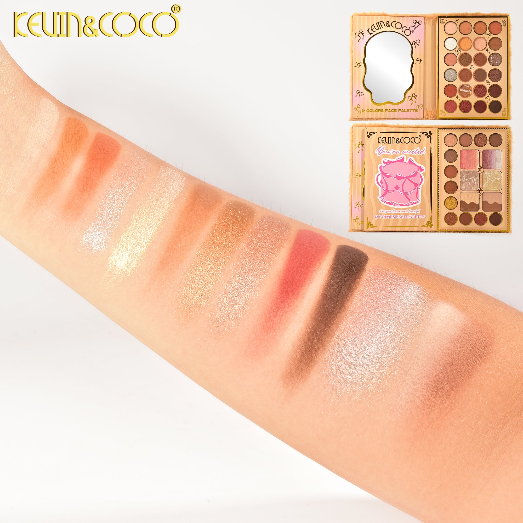 Furry 42 Colors Two-Layer Face & Eye Makeup Palette Display-6PCS