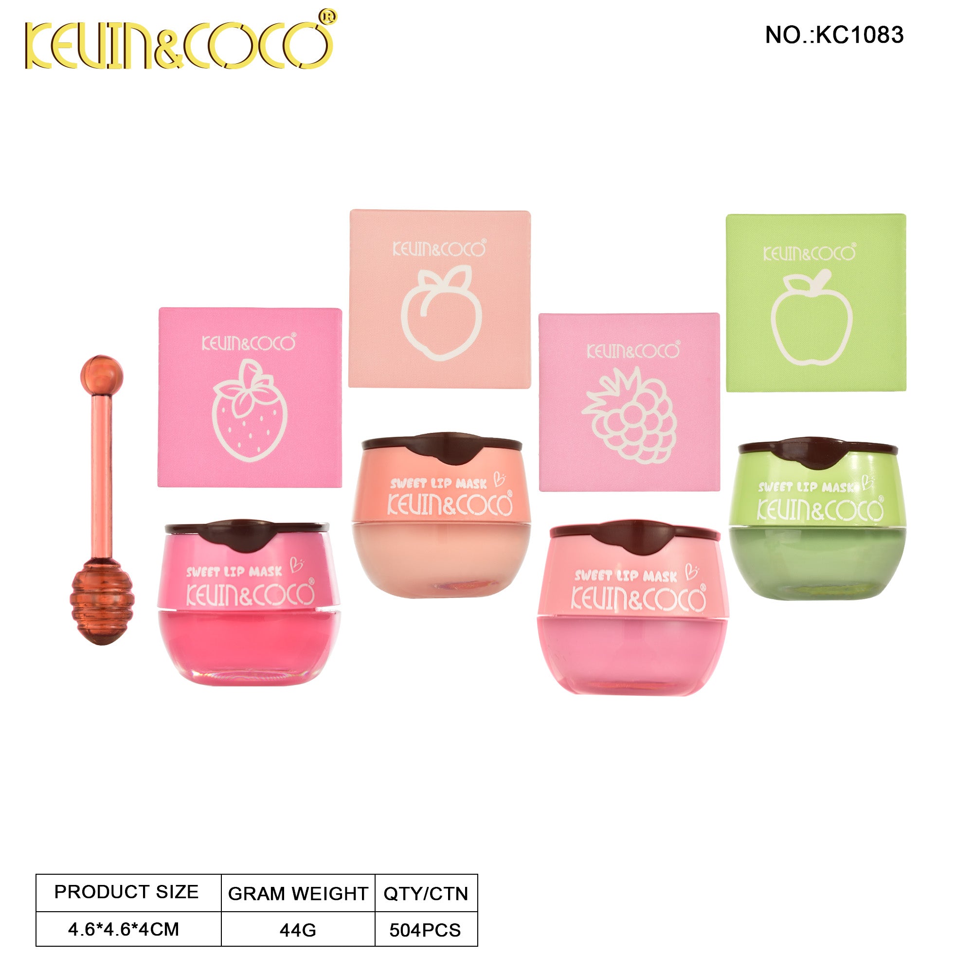 Fruit Candy Nourishing & Protective Lip Mask display set - 12 pcs (KC1 | KEVIN&COCO Fruit Candy Nourishing & Protective Lip Mask display set - 12 pcs (KC1 | KEVIN&COCO