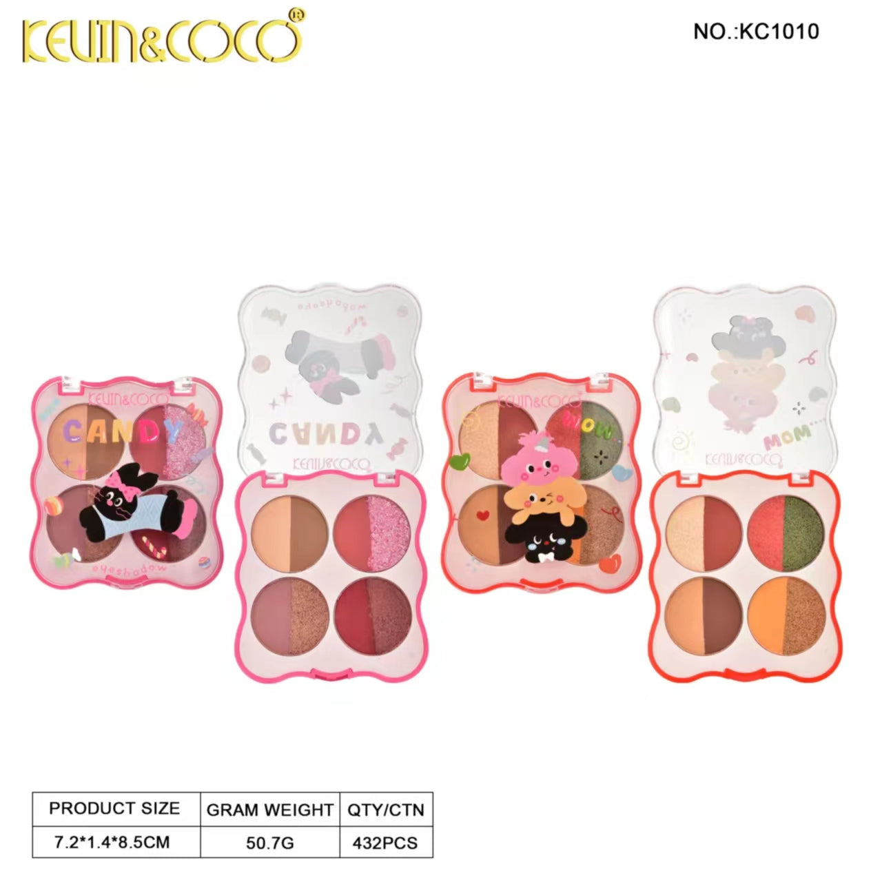 4-Color Dual-Tone Animal Candy Eyeshadow Palette display set - 12 pcs (KC1010）