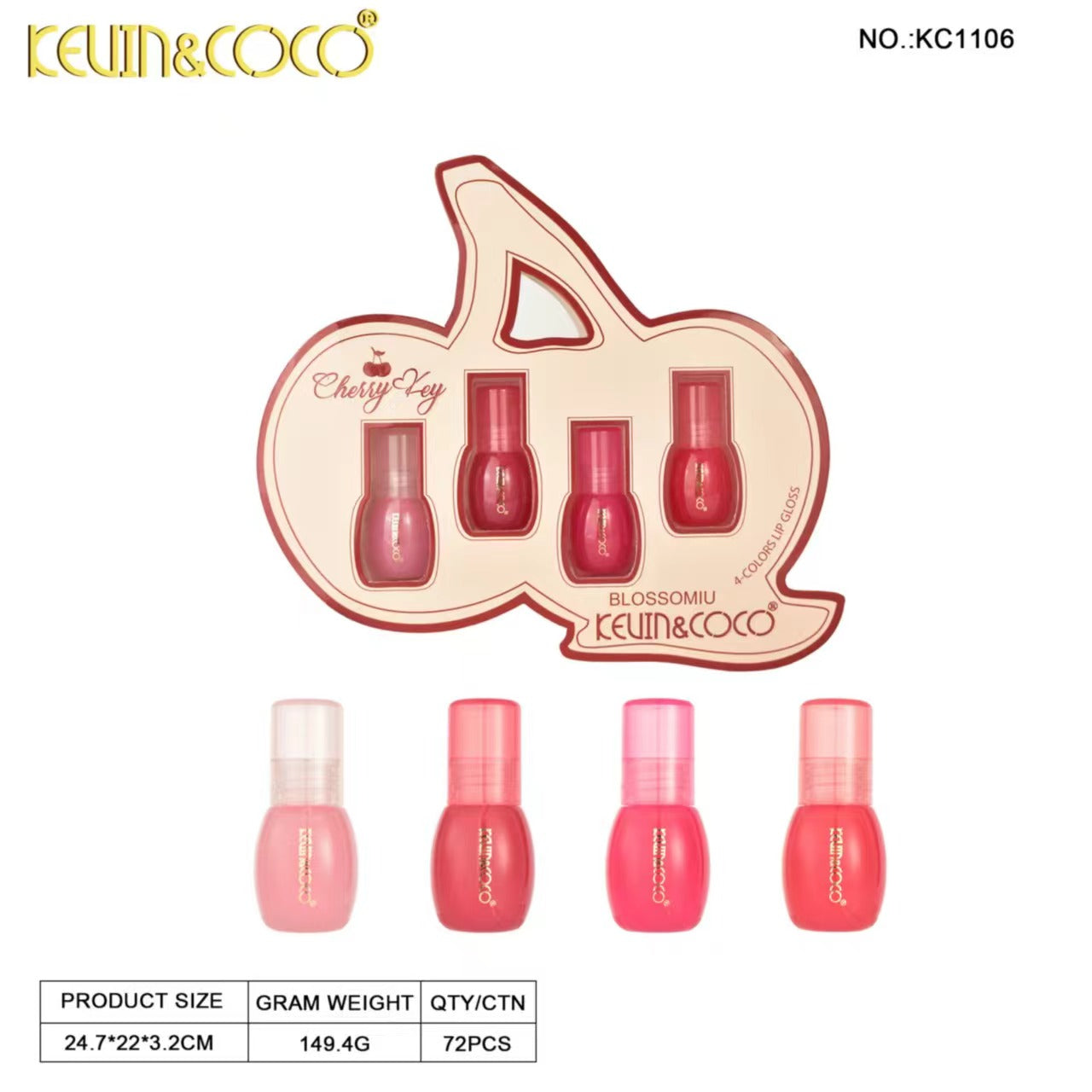 Cherry Lip Lacquer - Fruit Series -6PCS(KC1106/KC1107) | KEVIN&COCO