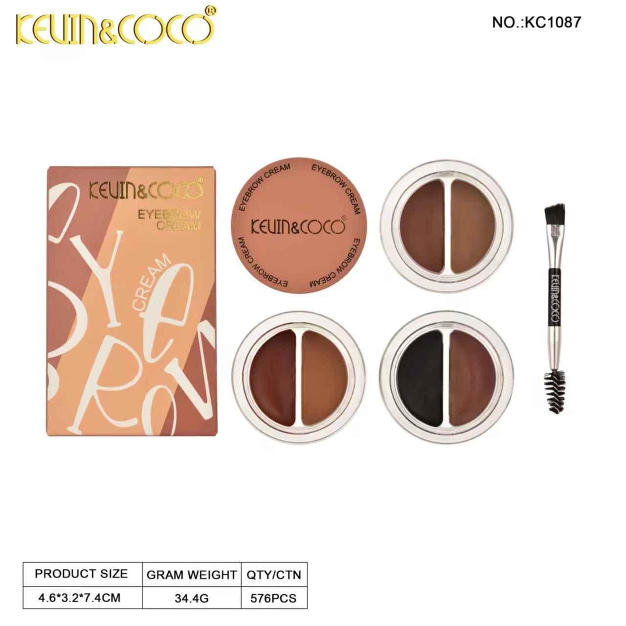 Brown Harmony Dual-Shade Brow Tint Display-12PCS (KC1087)