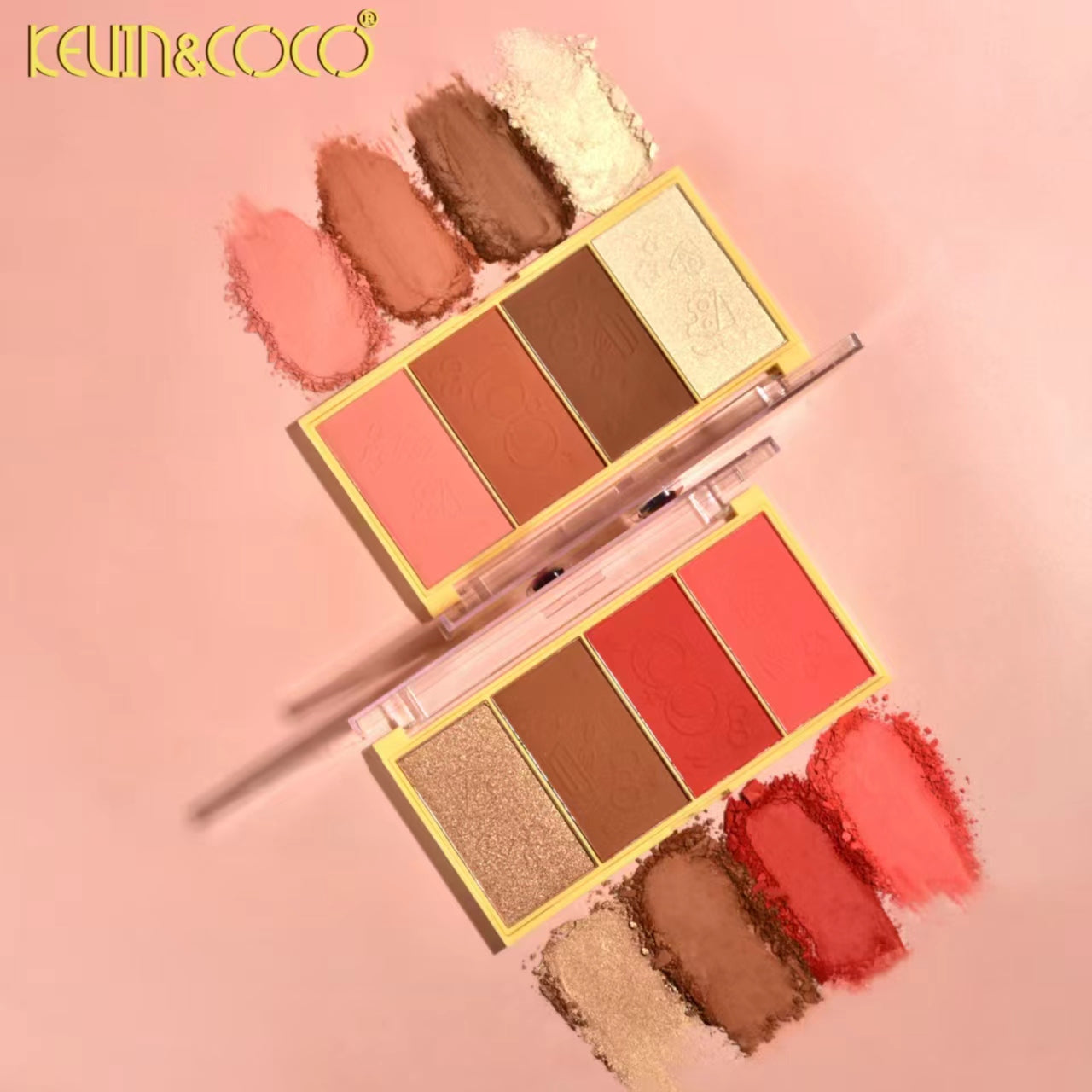 4-in-1 Blush & Highlighter Palette Display-12 PCS(KC1068) | KEVIN&COCO