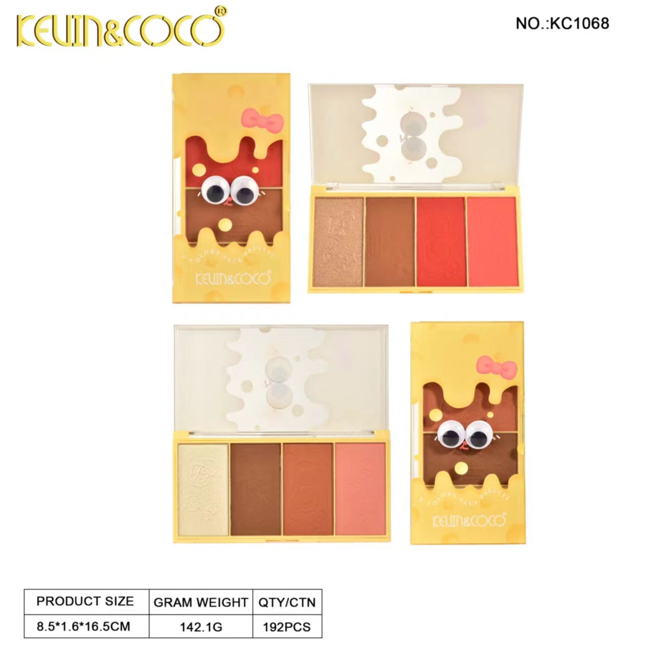 4-in-1 Blush & Highlighter Palette Display-12 PCS(KC1068)