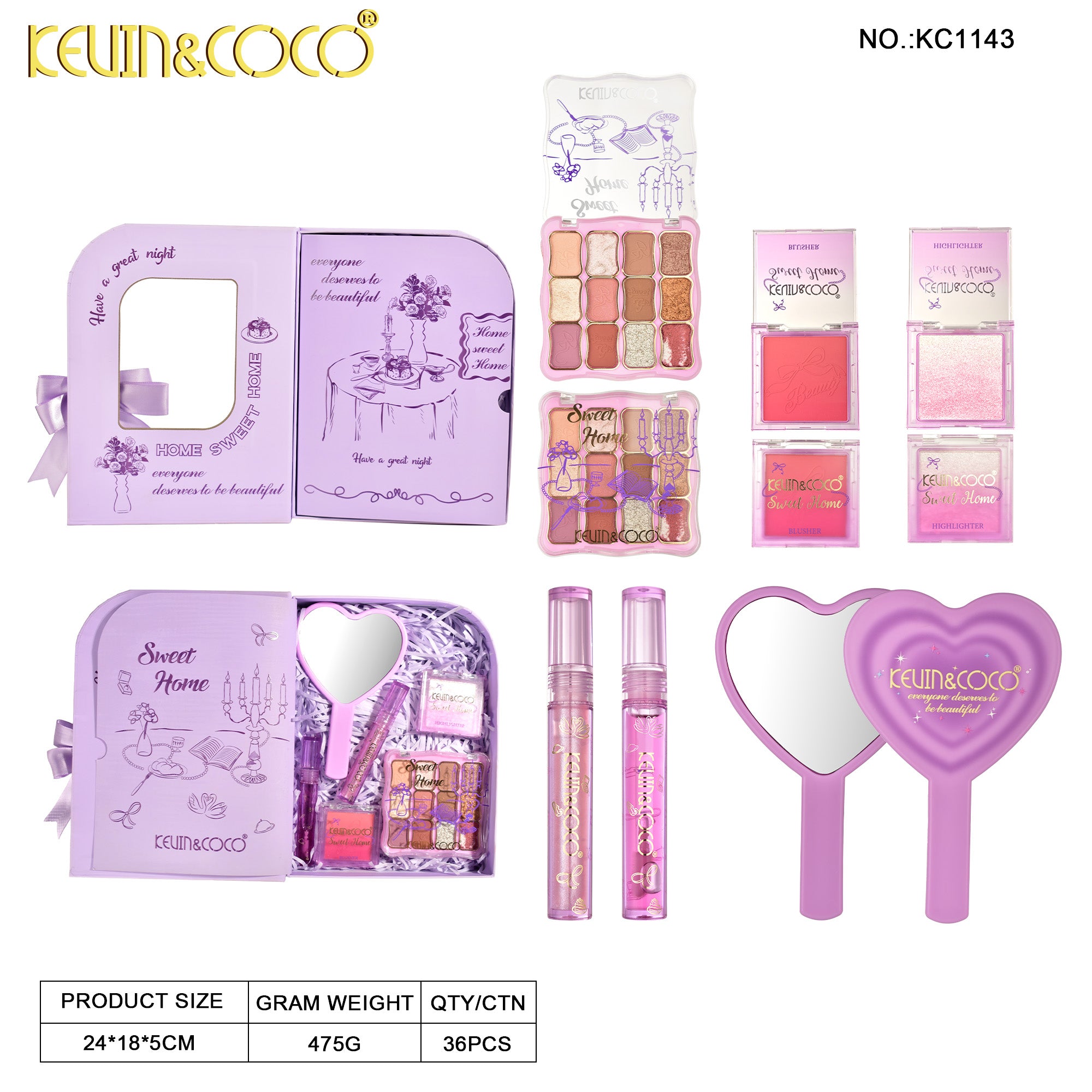 Sweet Lilac Fantasy Makeup Collection -6PCS(KC1143) | KEVIN&COCO