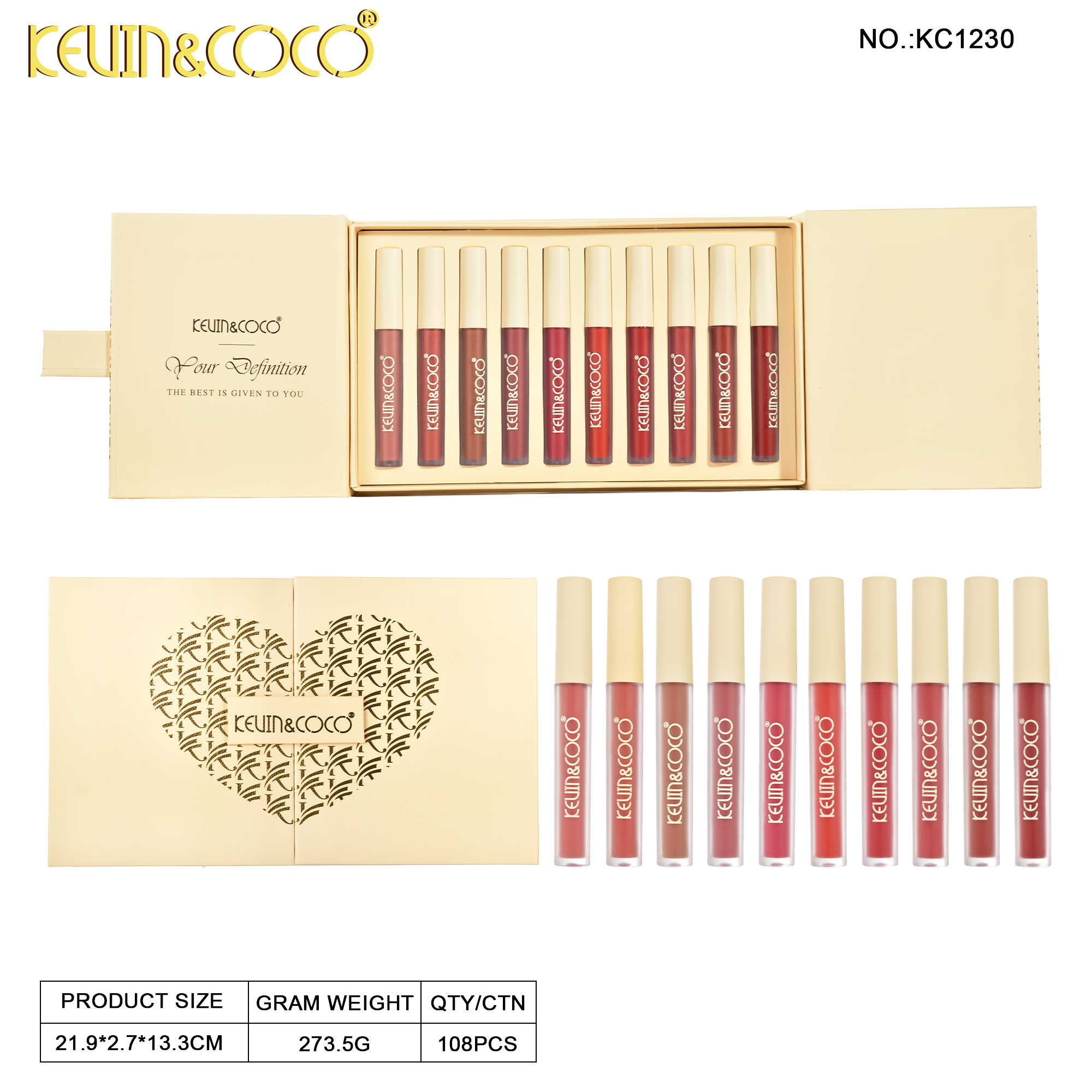 Kiss Time 10-Piece Lip Gloss Set Display -6PCS(KC1230)