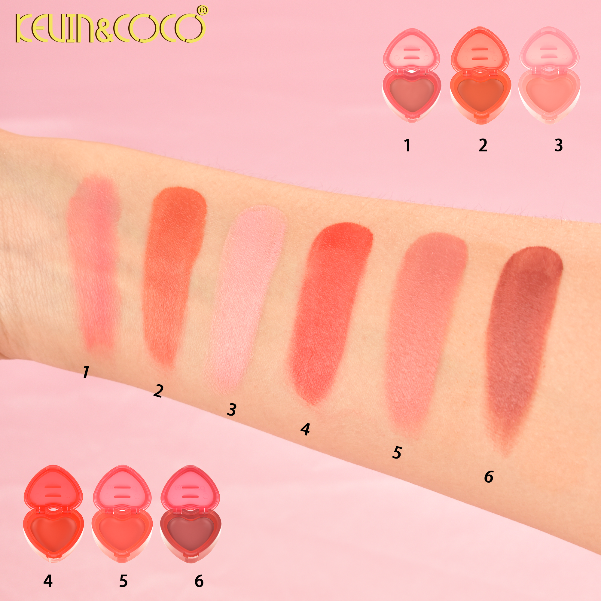 Butterfly Shadow 6-Color Cream Blush Kit-6PCS(KC1197)