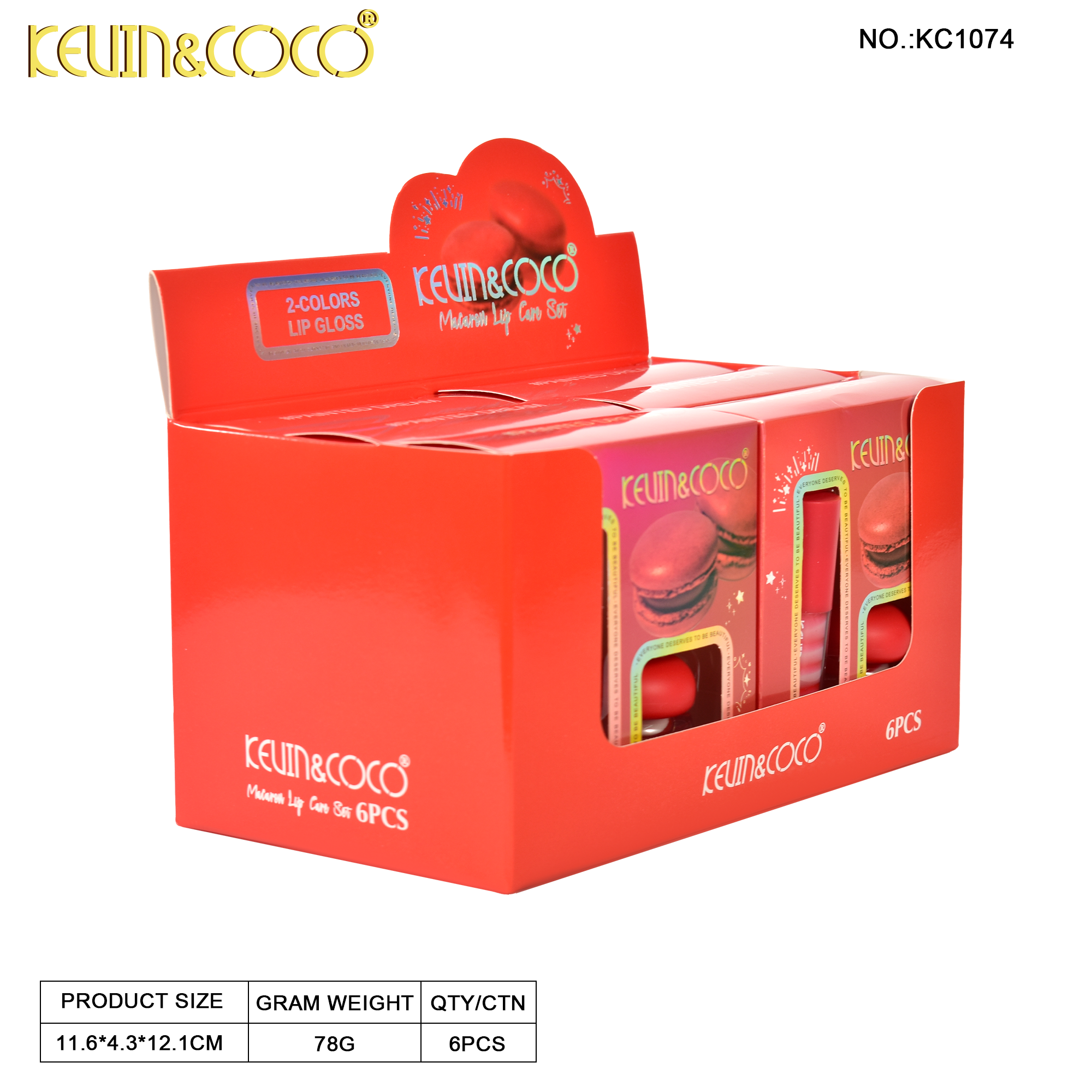 Macaron Dual-Tone Lip Mini Set Display-6PCS( KC1074/KC1075 )