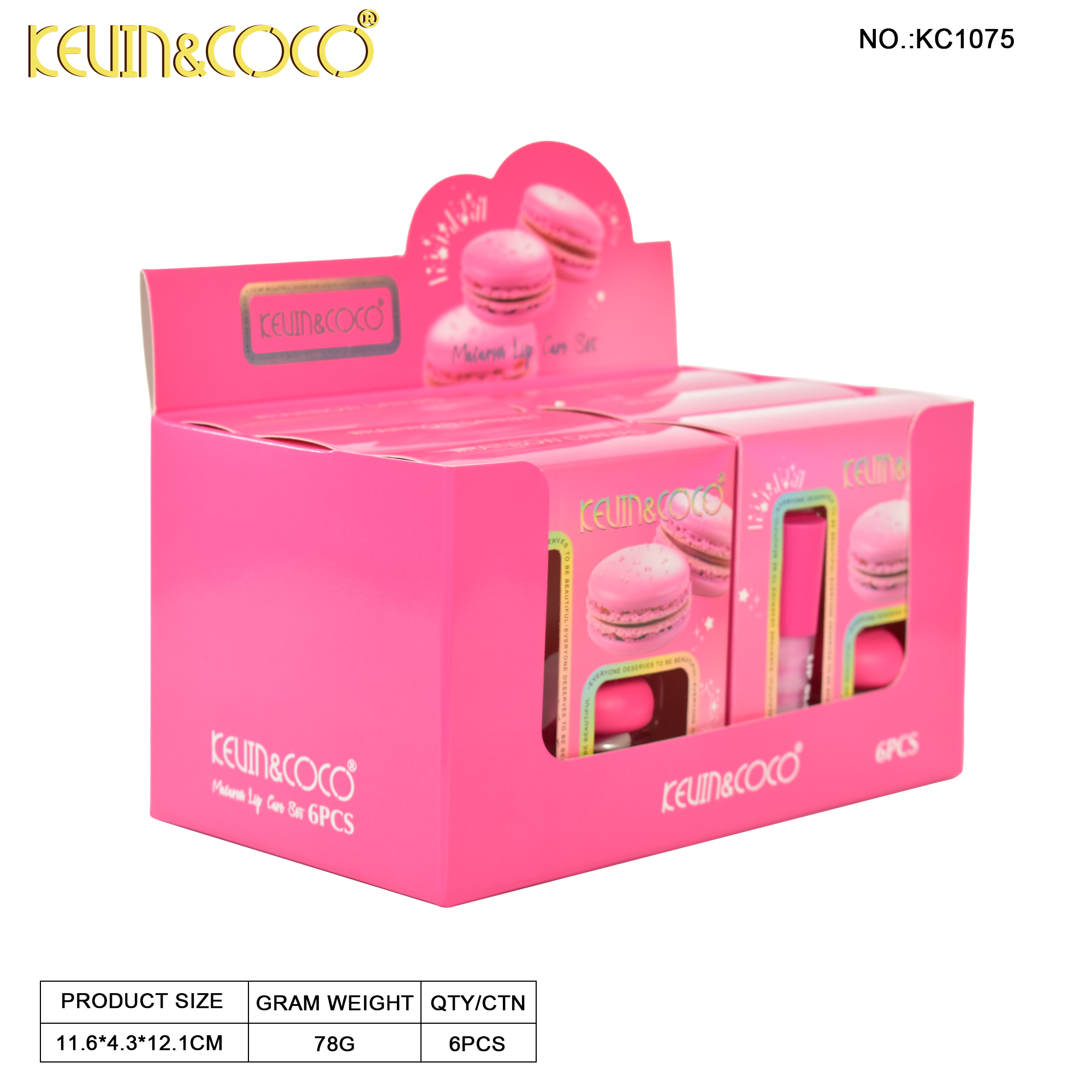 Macaron Dual-Tone Lip Mini Set Display-6PCS( KC1074/KC1075 )