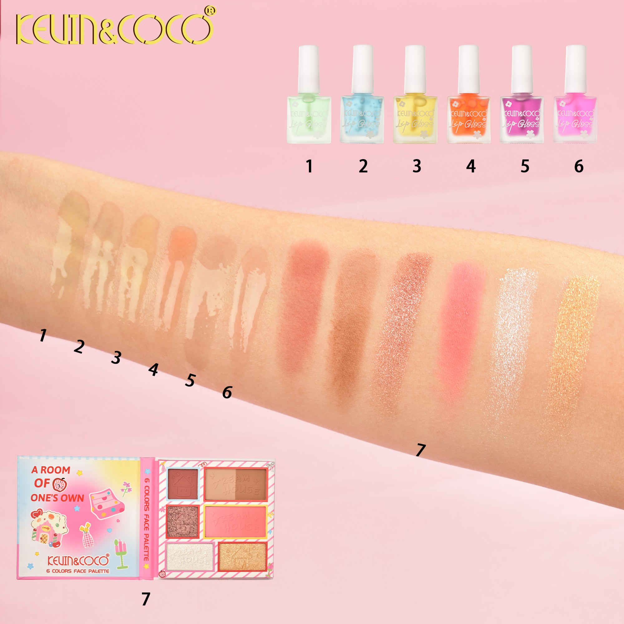 Soft Moonlight Lip Oil & Face Makeup Kit-6PCS(KC1268)