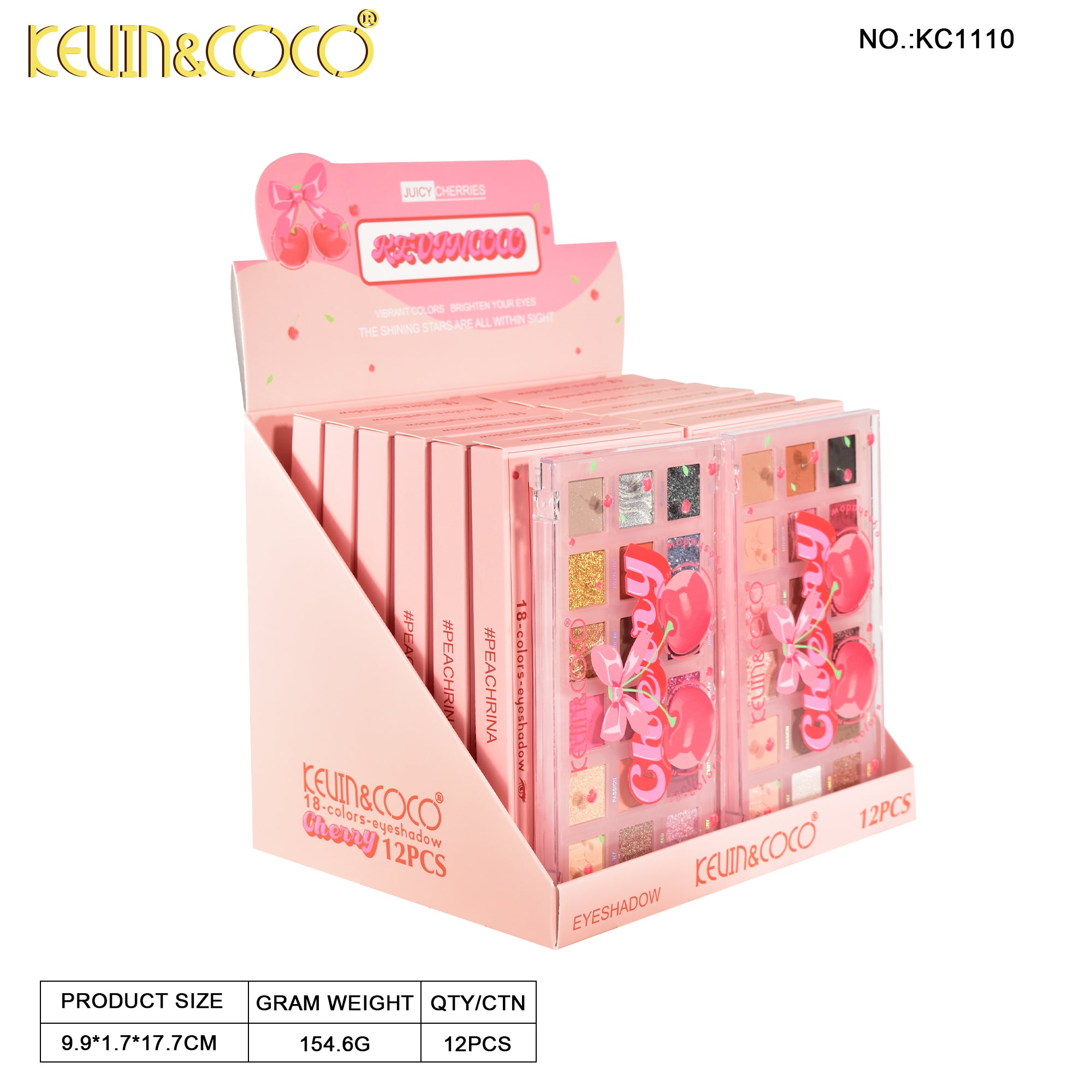 Cherry 18-Color Eyeshadow Palette Display - 12PCS(KC1110)
