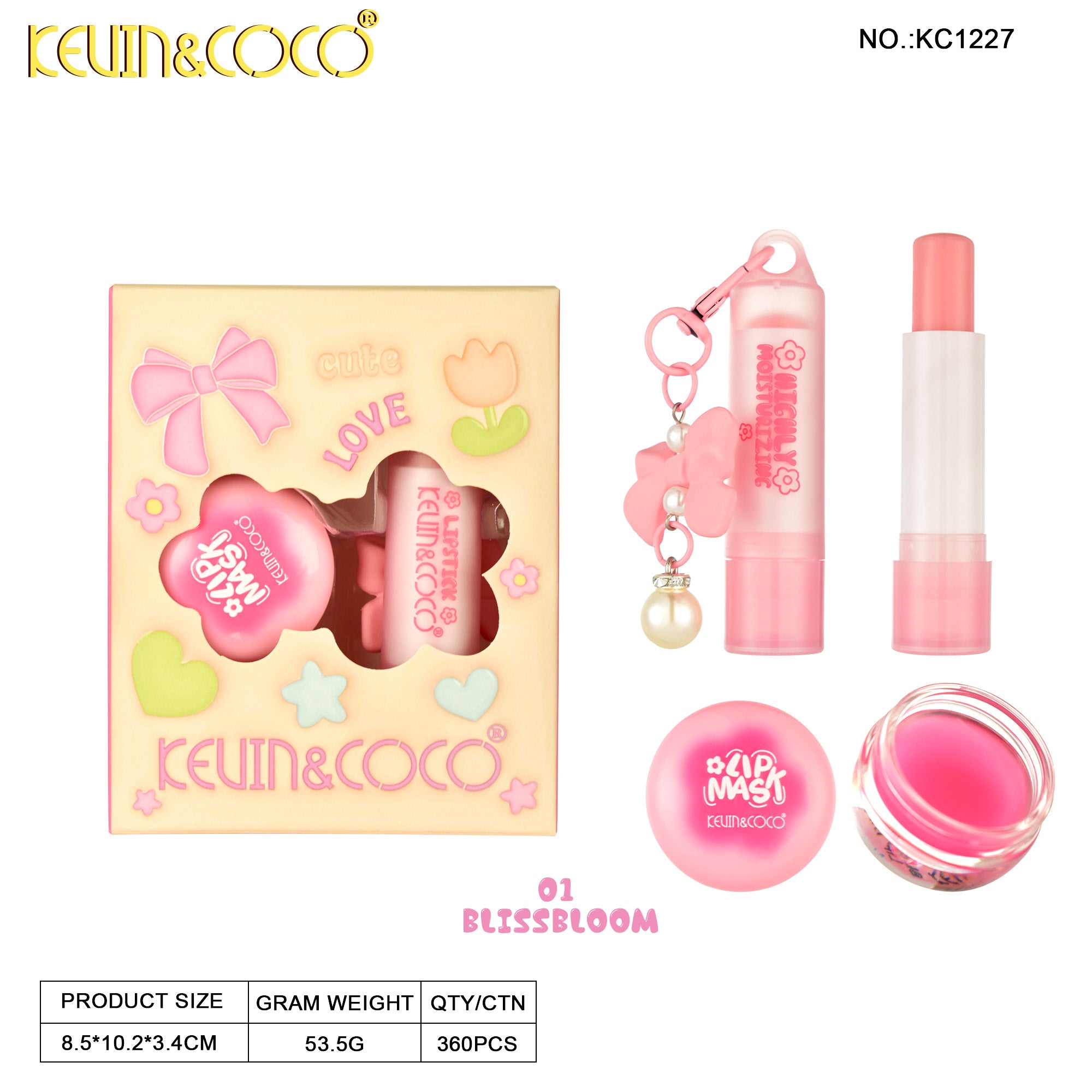 Blooming Sweetheart Lip Mask Set Display-12PCS(KC1227) | KEVIN&COCO