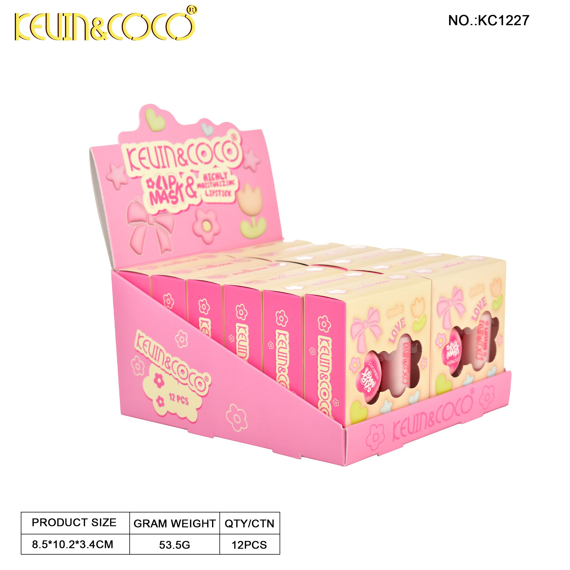 Blooming Sweetheart Lip Mask Set Display-12PCS(KC1227) | KEVIN&COCO