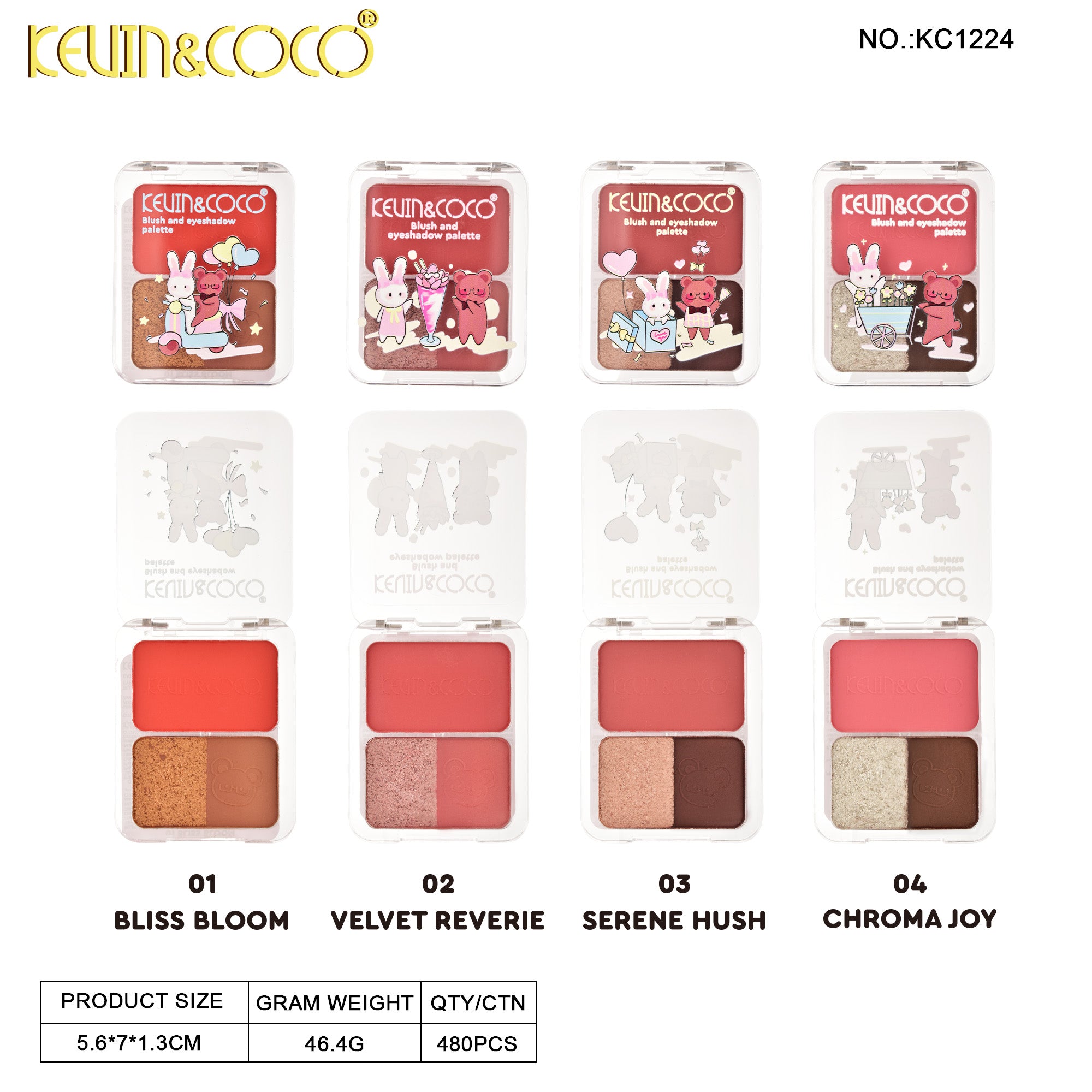 3D Blush & Eyeshadow  Palette-24PCS(KC1224)