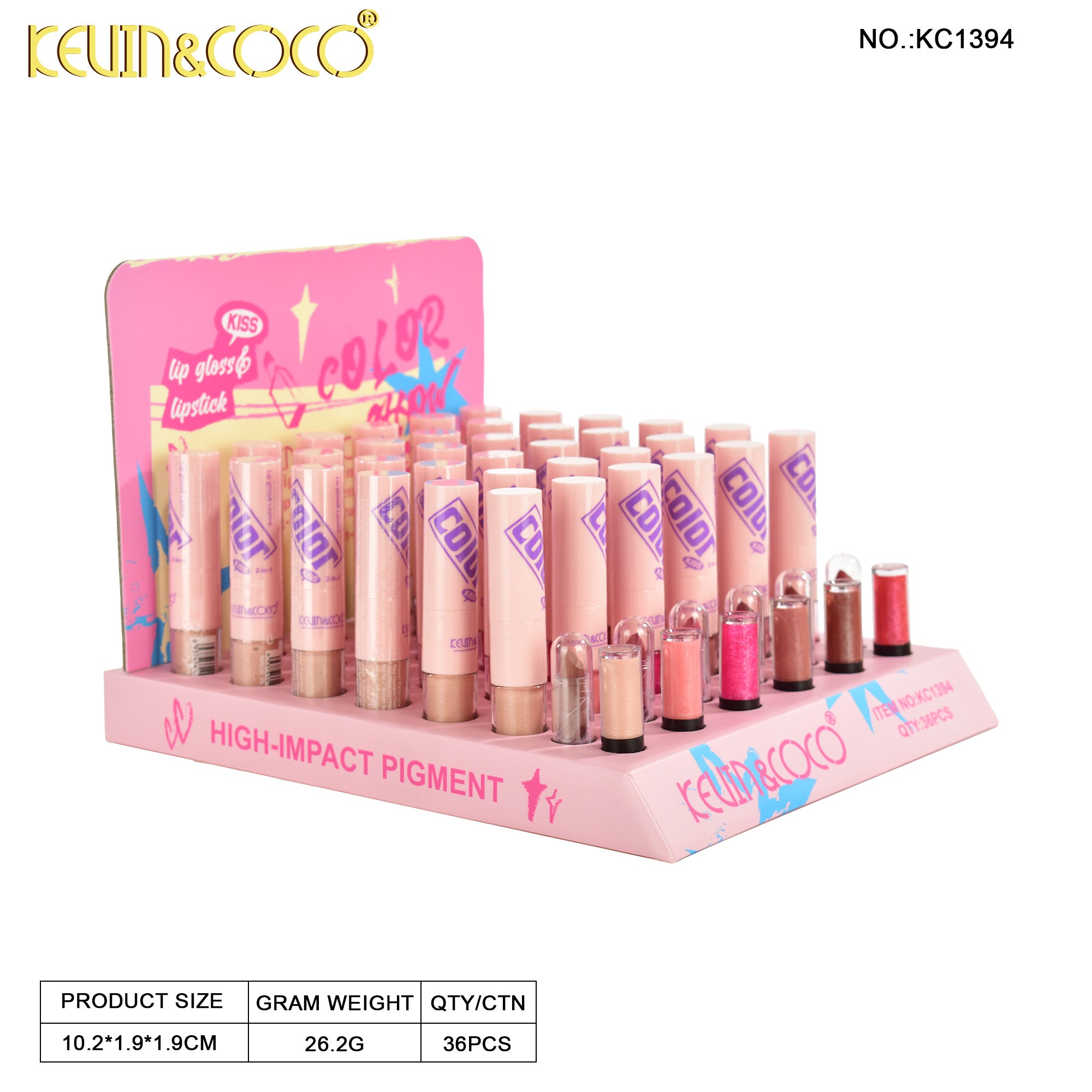 Color Bloom Lip Gloss & Lipstick-36 PCS (KC1394) | KEVIN&COCO