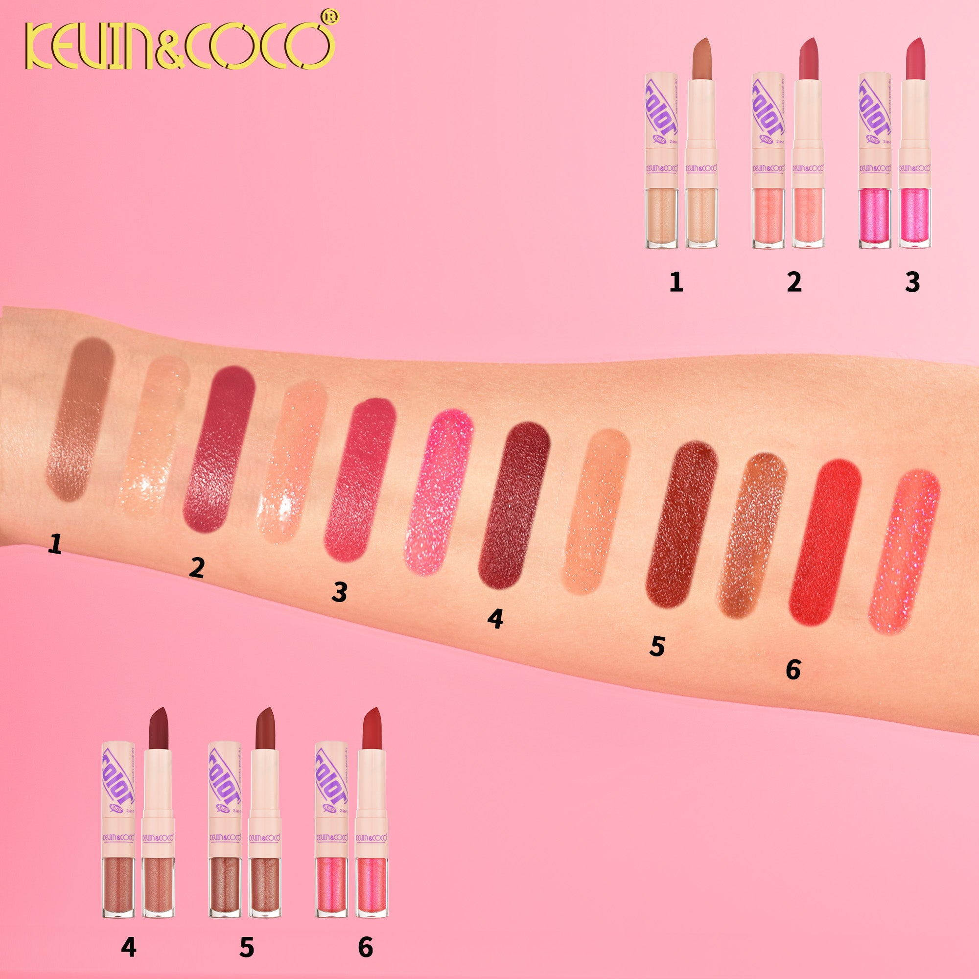 Color Bloom Lip Gloss & Lipstick-36 PCS (KC1394) | KEVIN&COCO