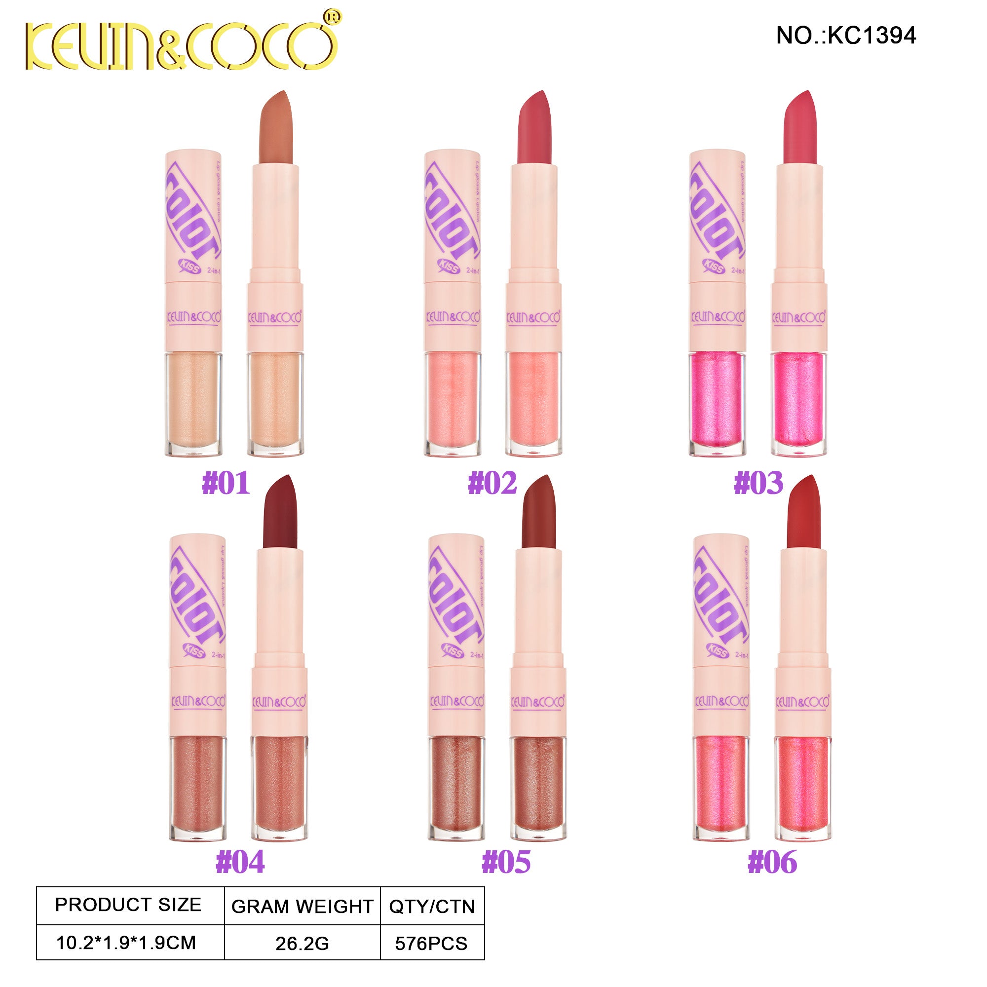 Color Bloom Lip Gloss & Lipstick-36 PCS (KC1394) | KEVIN&COCO
