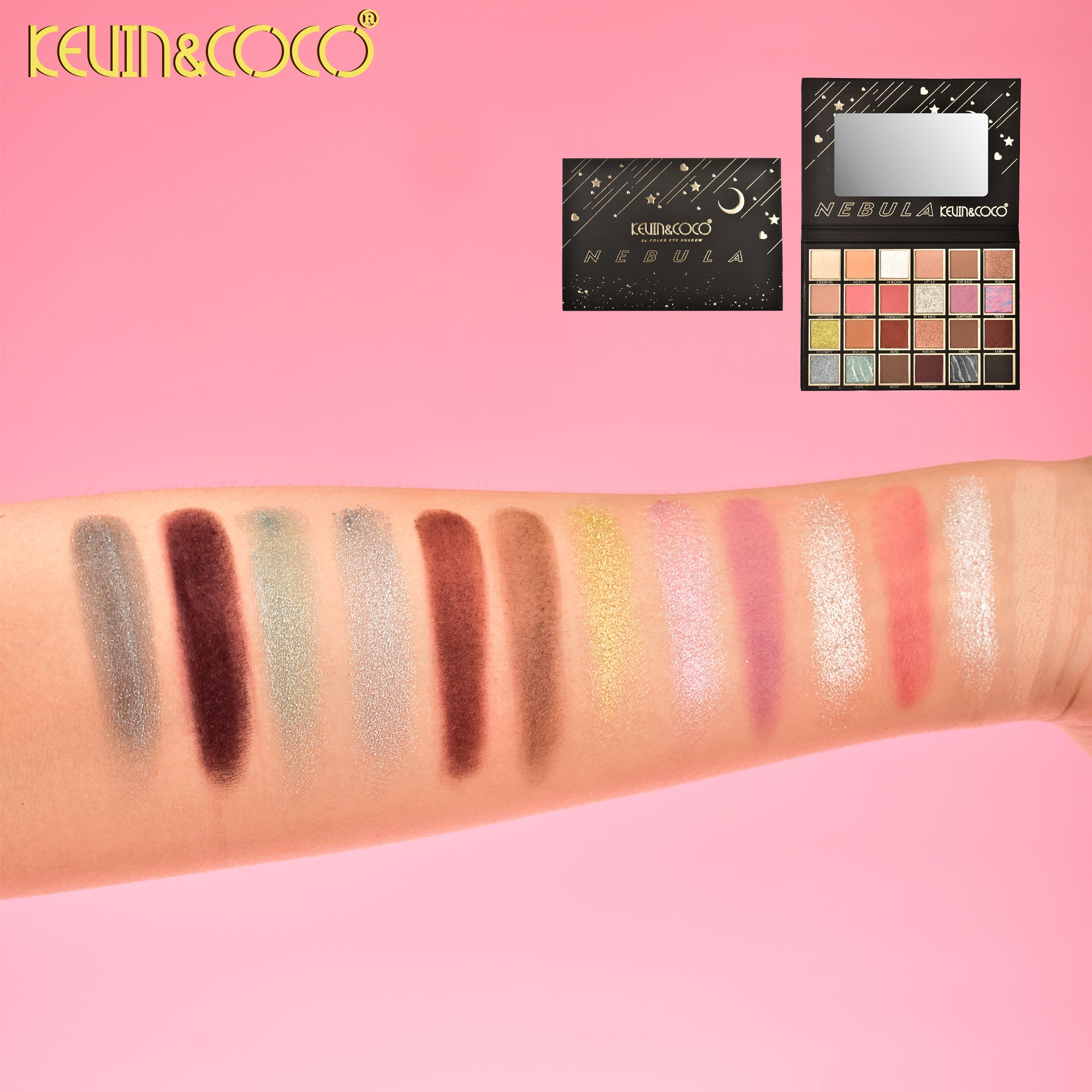 Starry Sky 24-Color Eyeshadow Palette /Black-6PCS(KC1379)