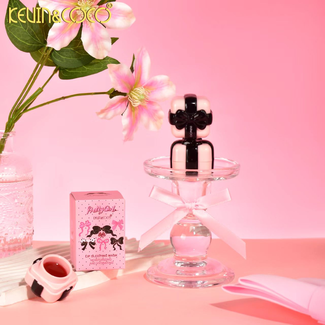 Pink & Black Bow Series Lip Mask-12 PCS (KC1164)