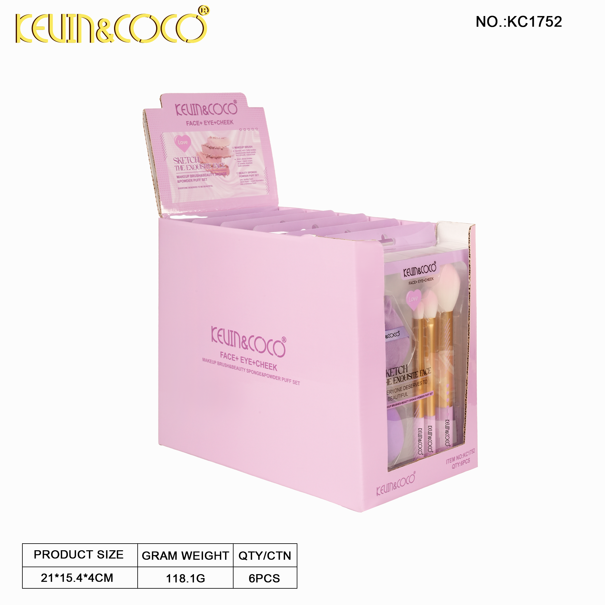 Phantom Violet Light Flow Makeup Brush Set -6PCS(KC1752)