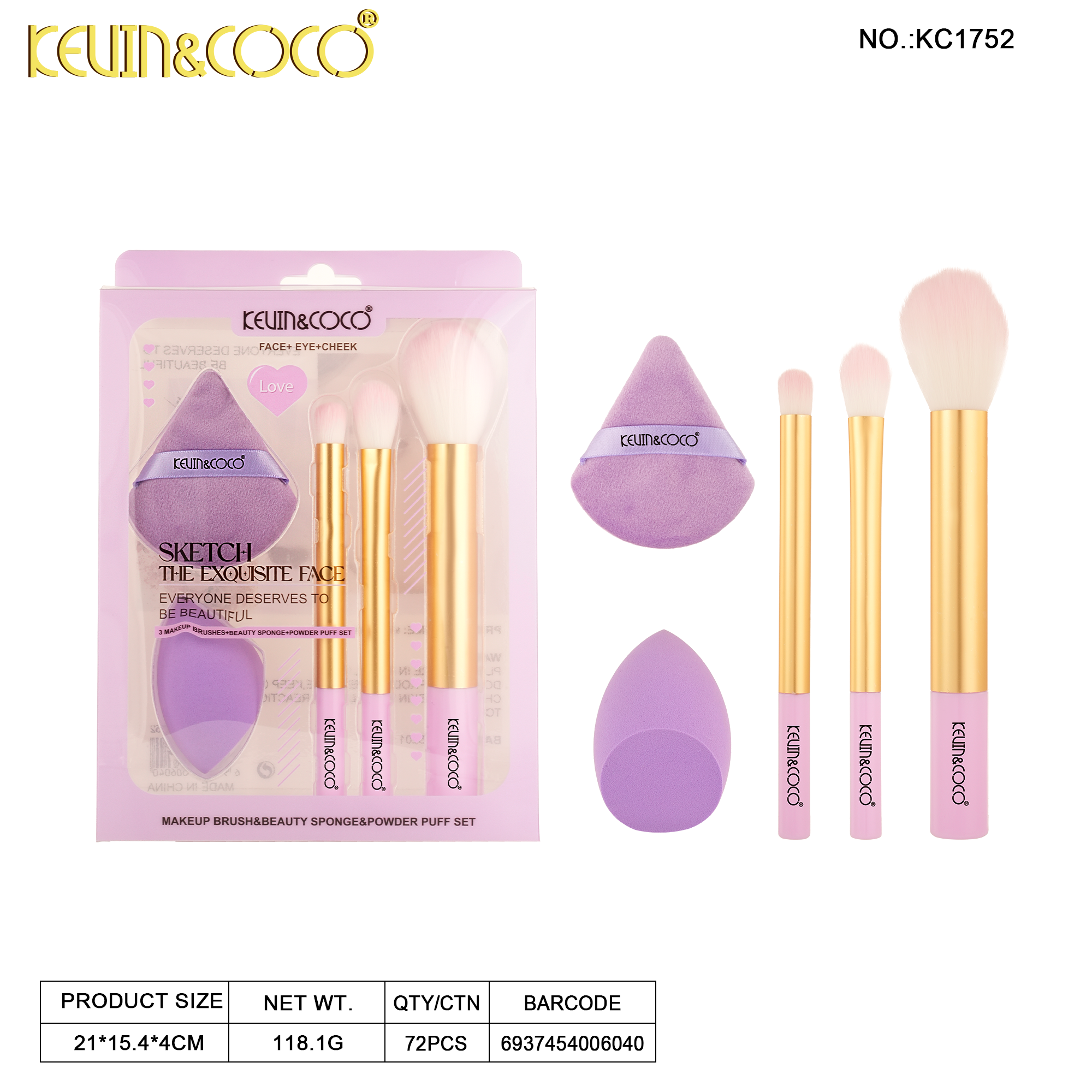 Phantom Violet Light Flow Makeup Brush Set -6PCS(KC1752)