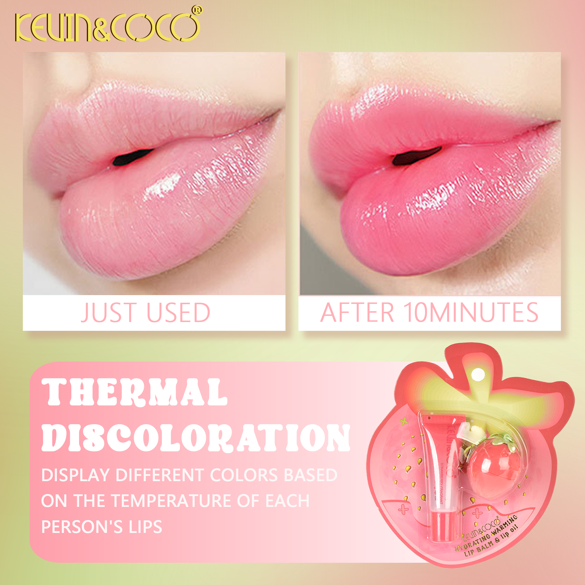 Strawberry Mood-Changing Lip Gloss & Lip Oil-12PCS(KC1370)