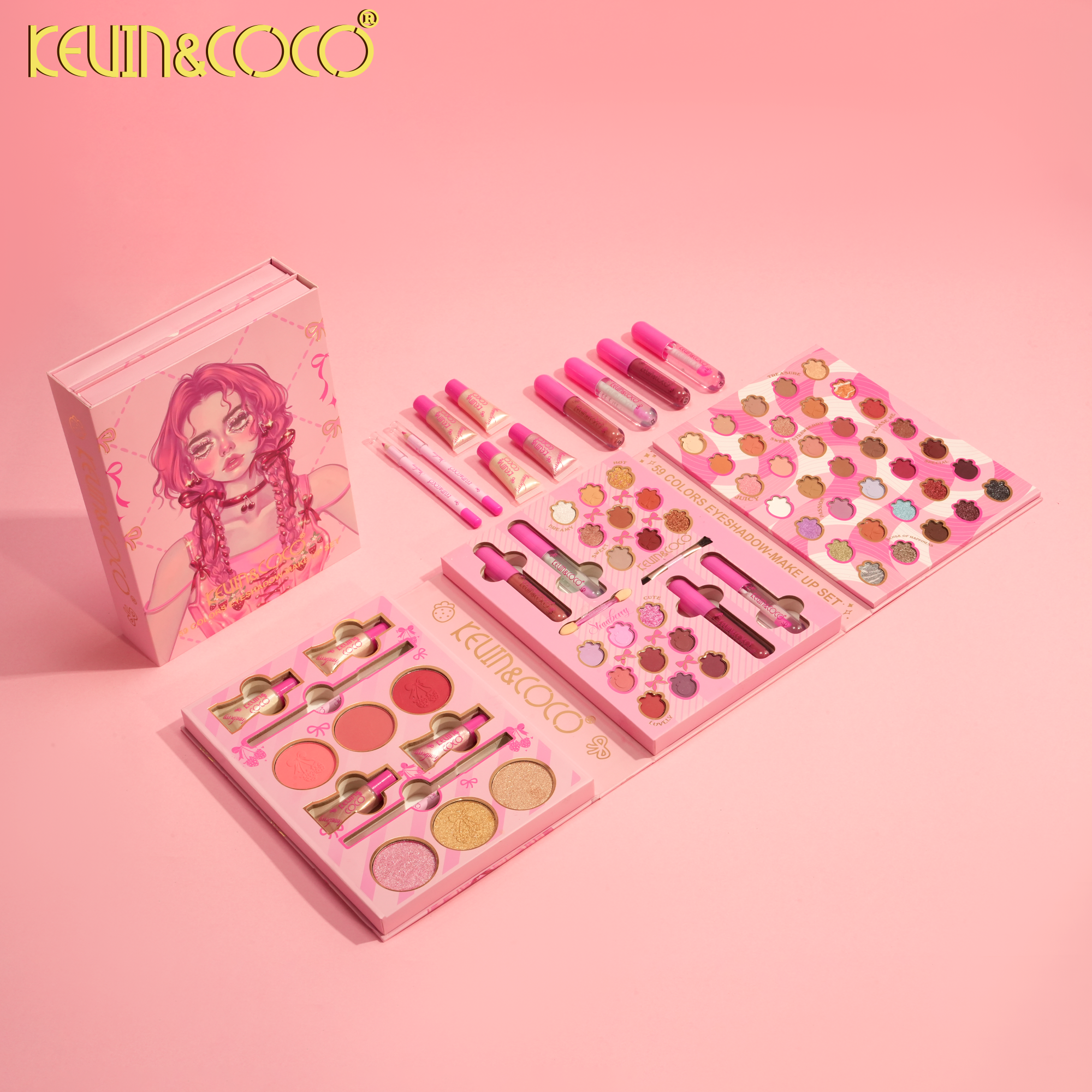 Strawberry Sanctuary Three-Tier Paper Makeup Box Set-6PCS(KC1183)