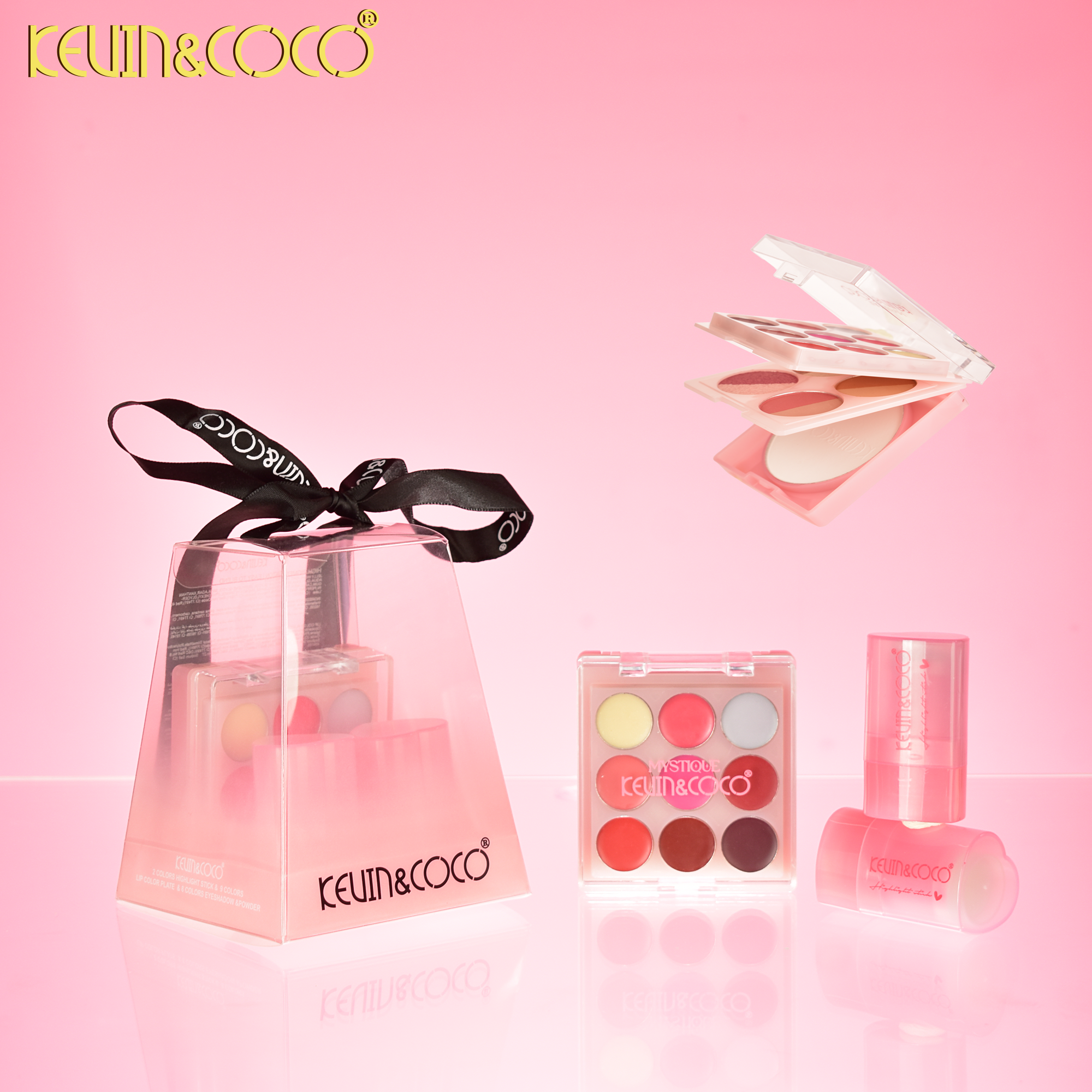 Calla Lily Dream Face & Eye Duo: Highlighter Stick & Eye Palette-6PCS (KC1142)