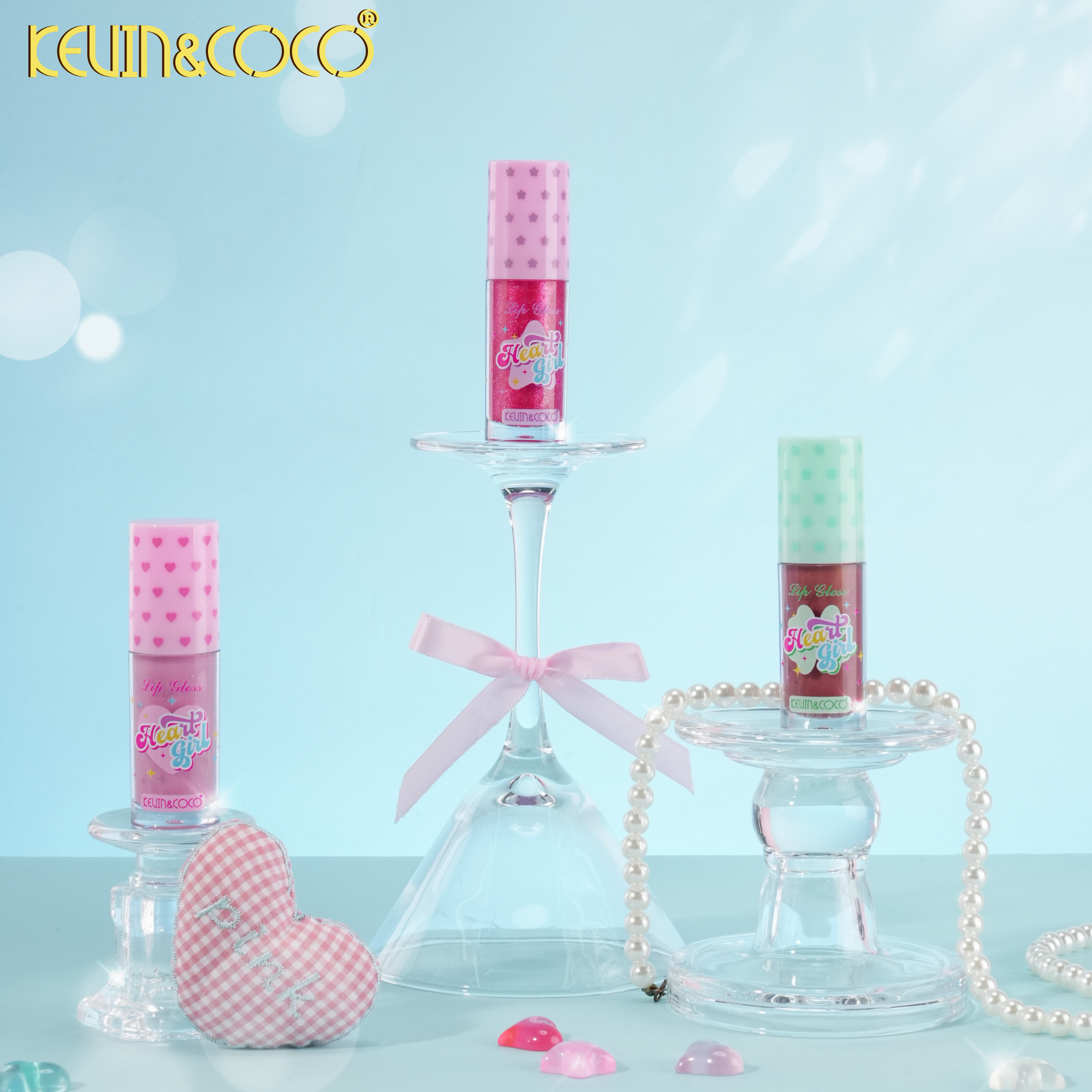 Honey Heart Sparkle Lip Gloss-24PCS(KC1460)