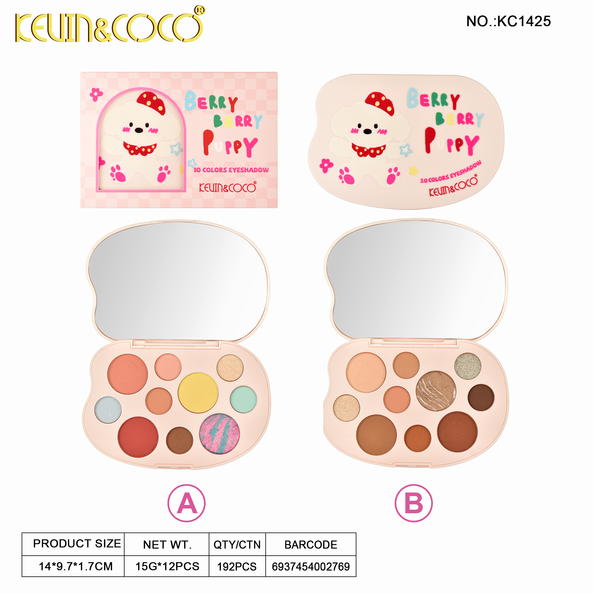 Strawberry Dog Eyeshadow & Face Palette-12PCS(KC1424/KC1425)