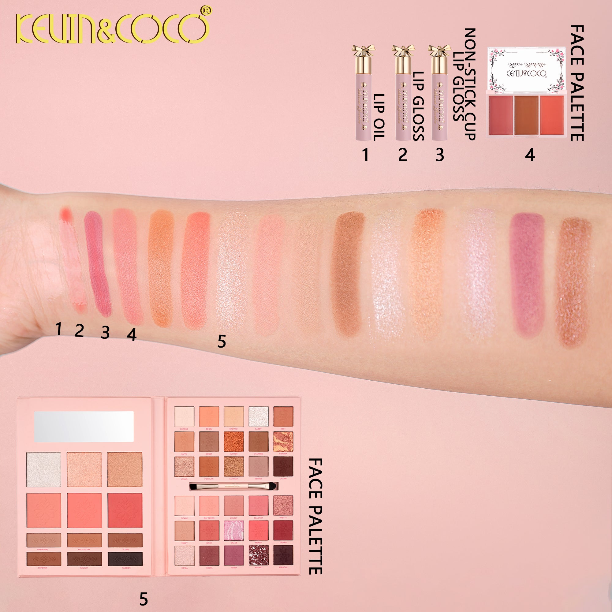 Secret Garden Makeup Set: Eyeshadow, Blush & Lip Gloss-5PCS(KC1585)