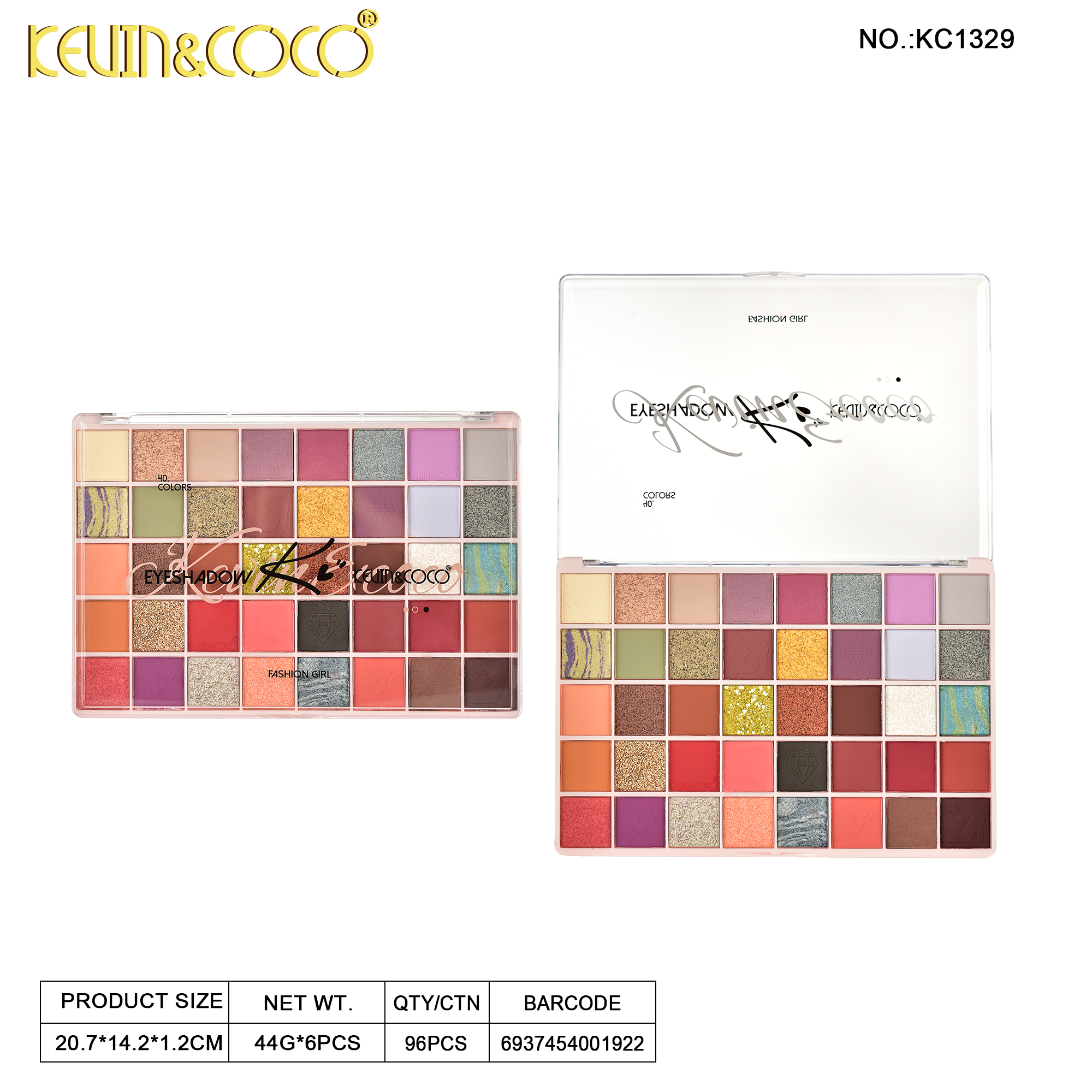 Fashionista 40-Color Eyeshadow Palette-6PCS(KC1332/KC1329)