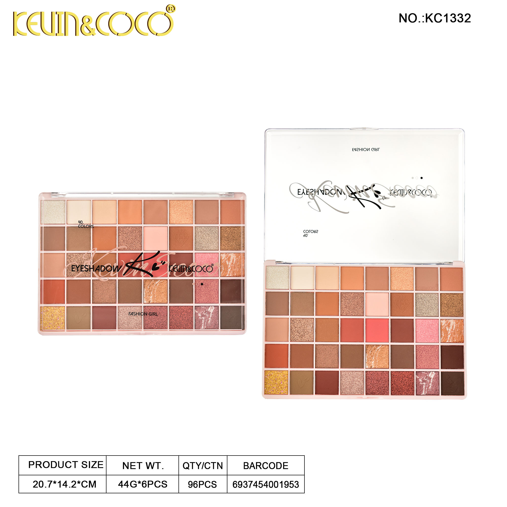 Fashion Girl 40-Color Eyeshadow Palette-6PCS(KC1332/KC1329)