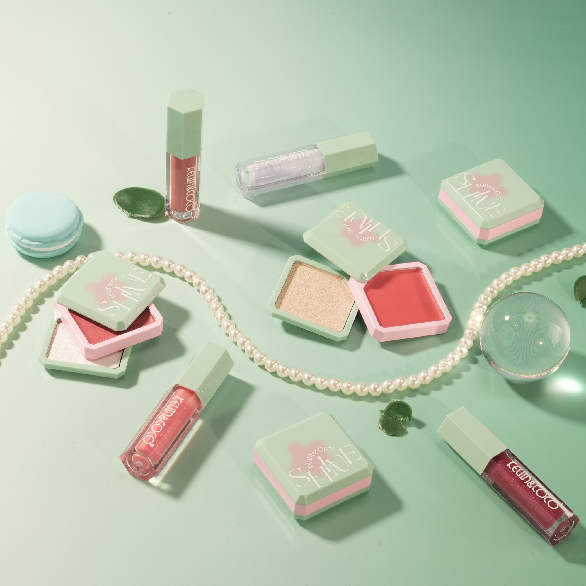 Peppermint Candy Lip & Cheek Set: Blush + Lip Gloss(24PCS)-KC1733