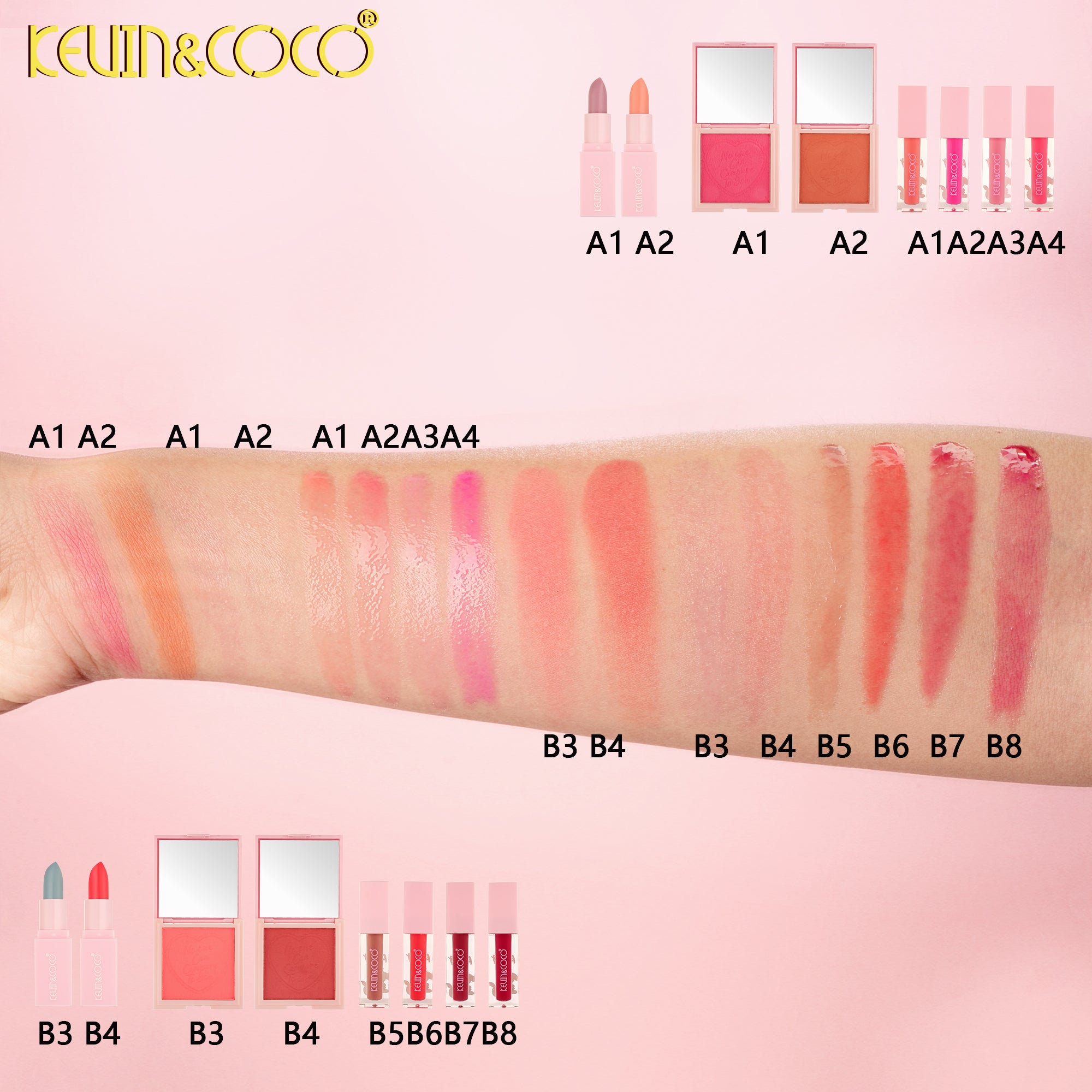 Sweetheart Love Kit: Blush & Lipstick & Lip Gloss-6PCS(KC1138)
