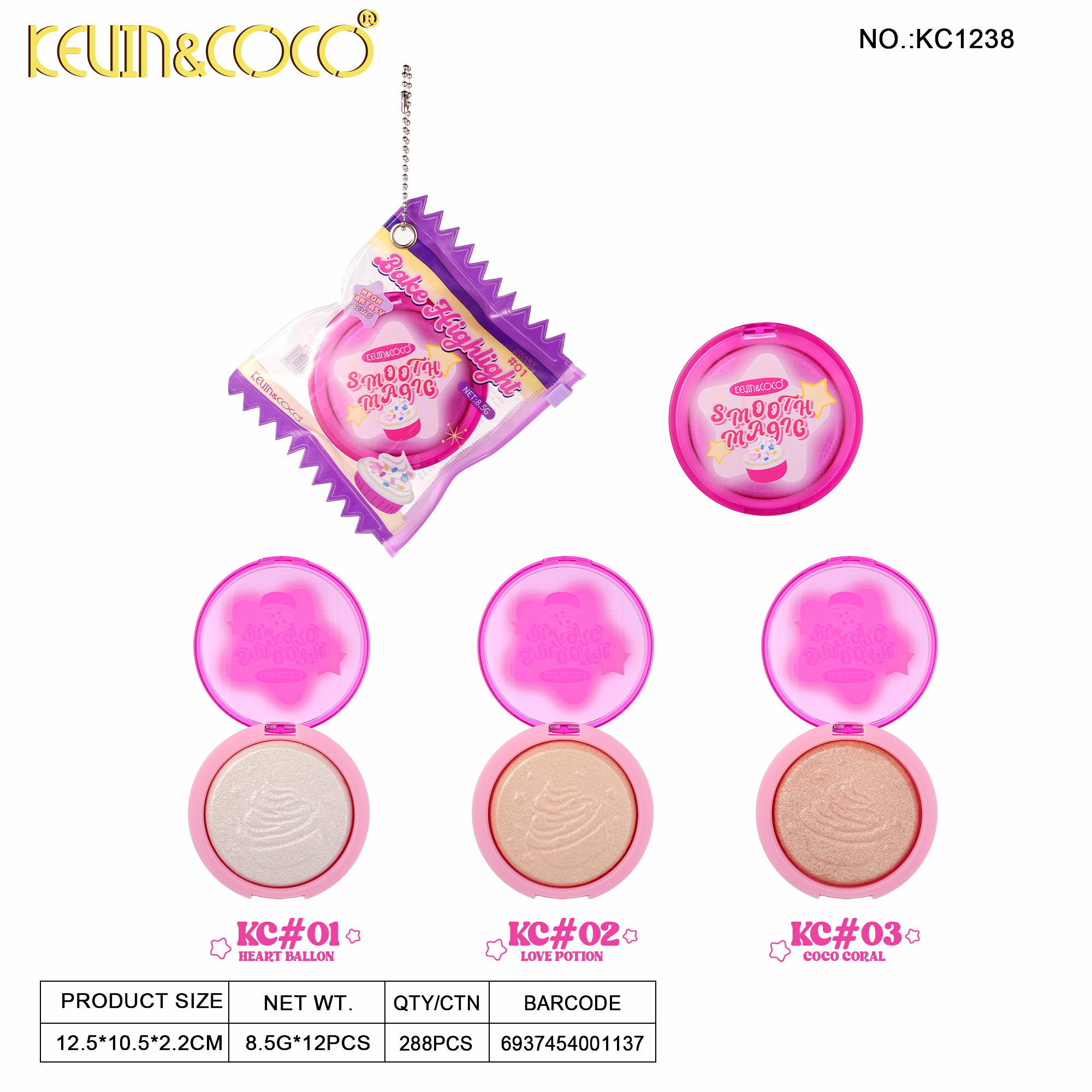 Neon Fantasy Highlighter Baked Powder-12PCS(KC1237)