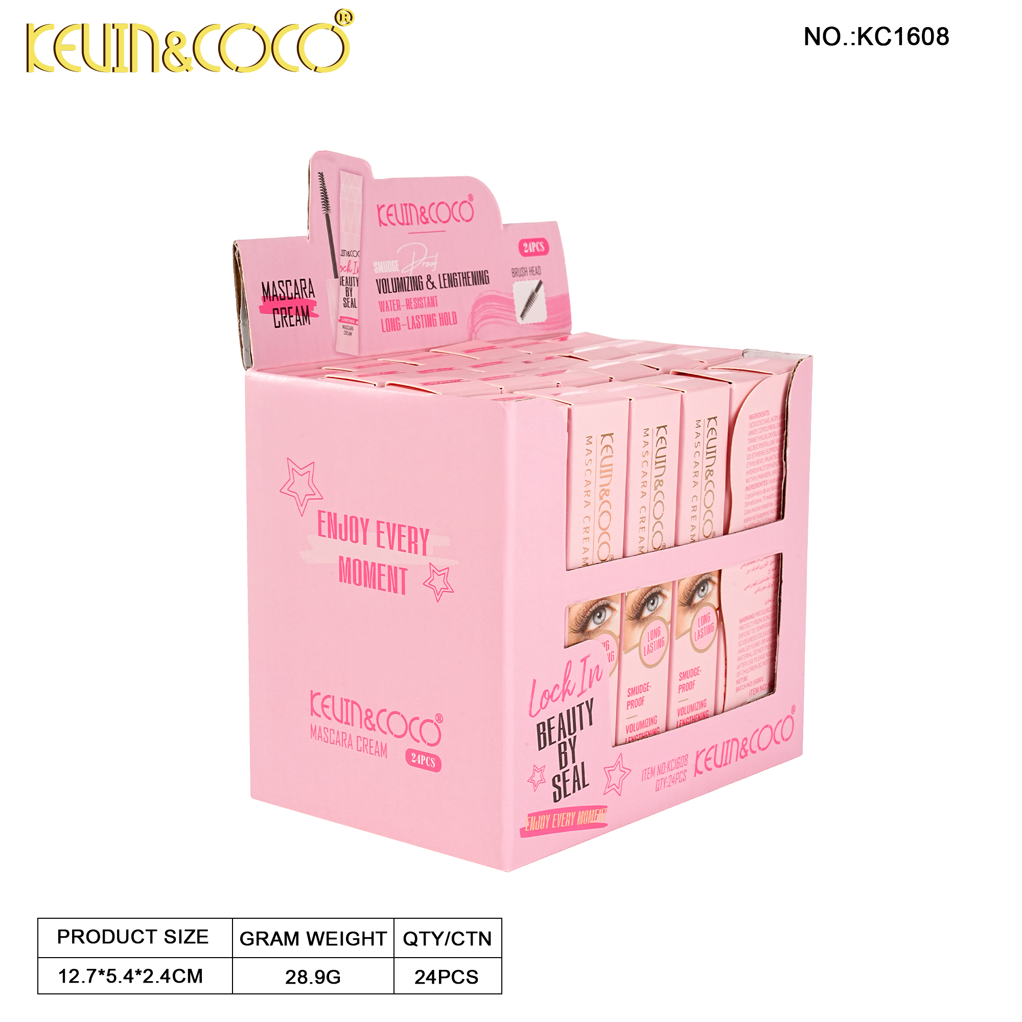 Slender Lash Waterproof Lengthening Mascara-24PCS(KC1608)