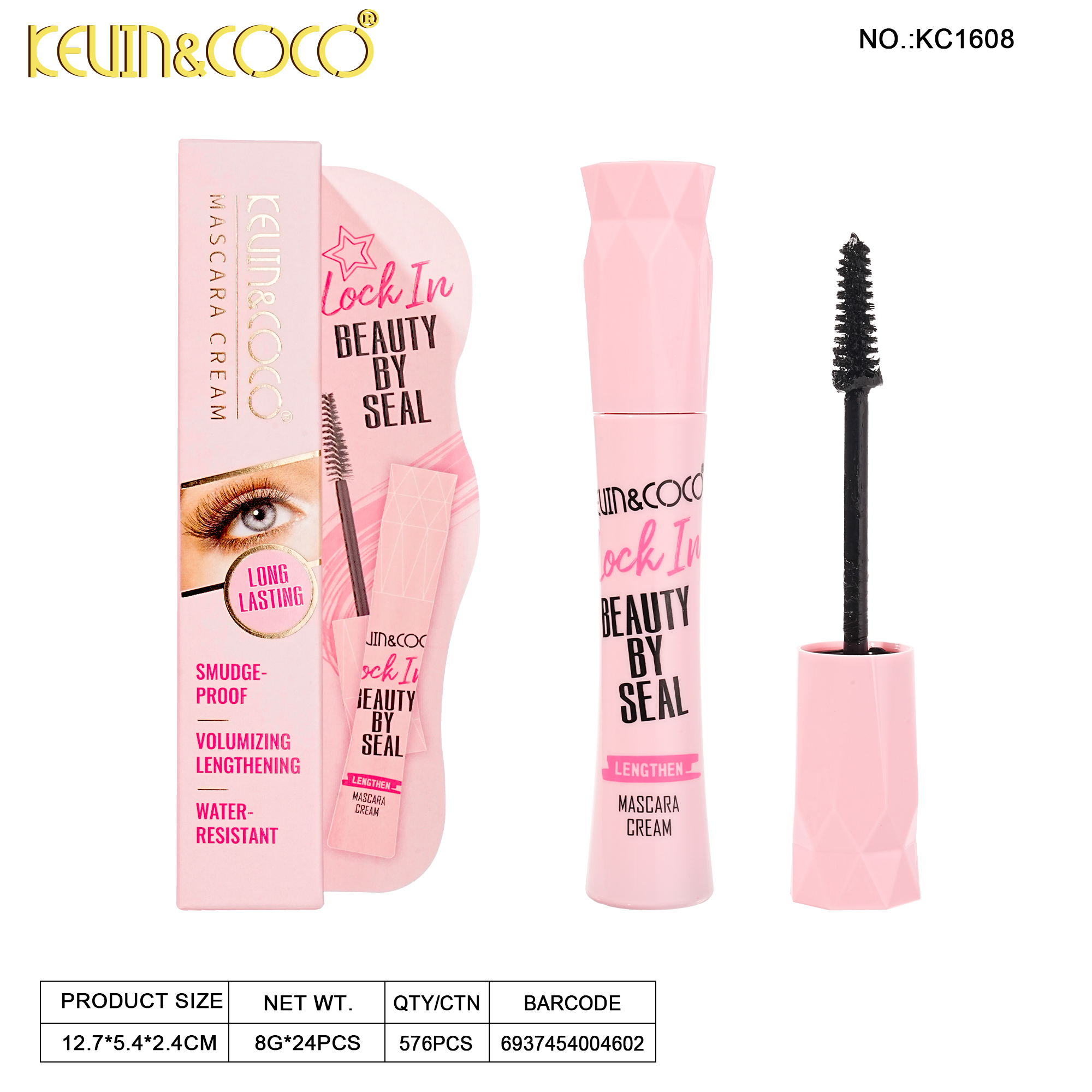 Slender Lash Waterproof Lengthening Mascara-24PCS(KC1608)
