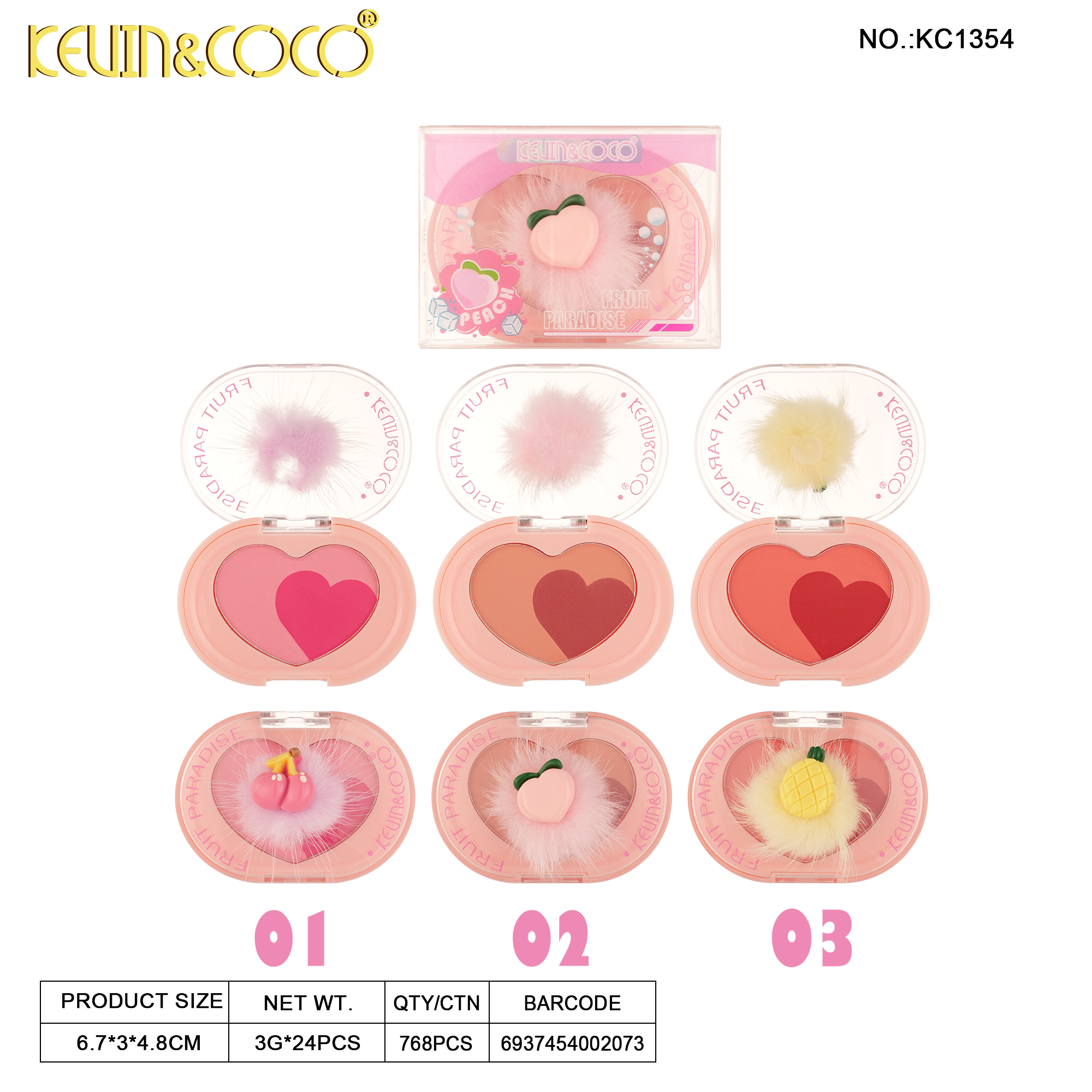 Fruit Paradise Blush Powder-24PCS(KC1354)