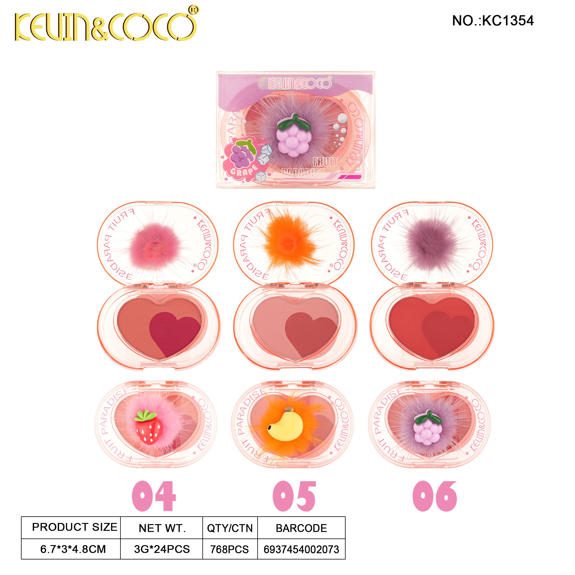 Fruit Paradise Blush Powder-24PCS(KC1354)