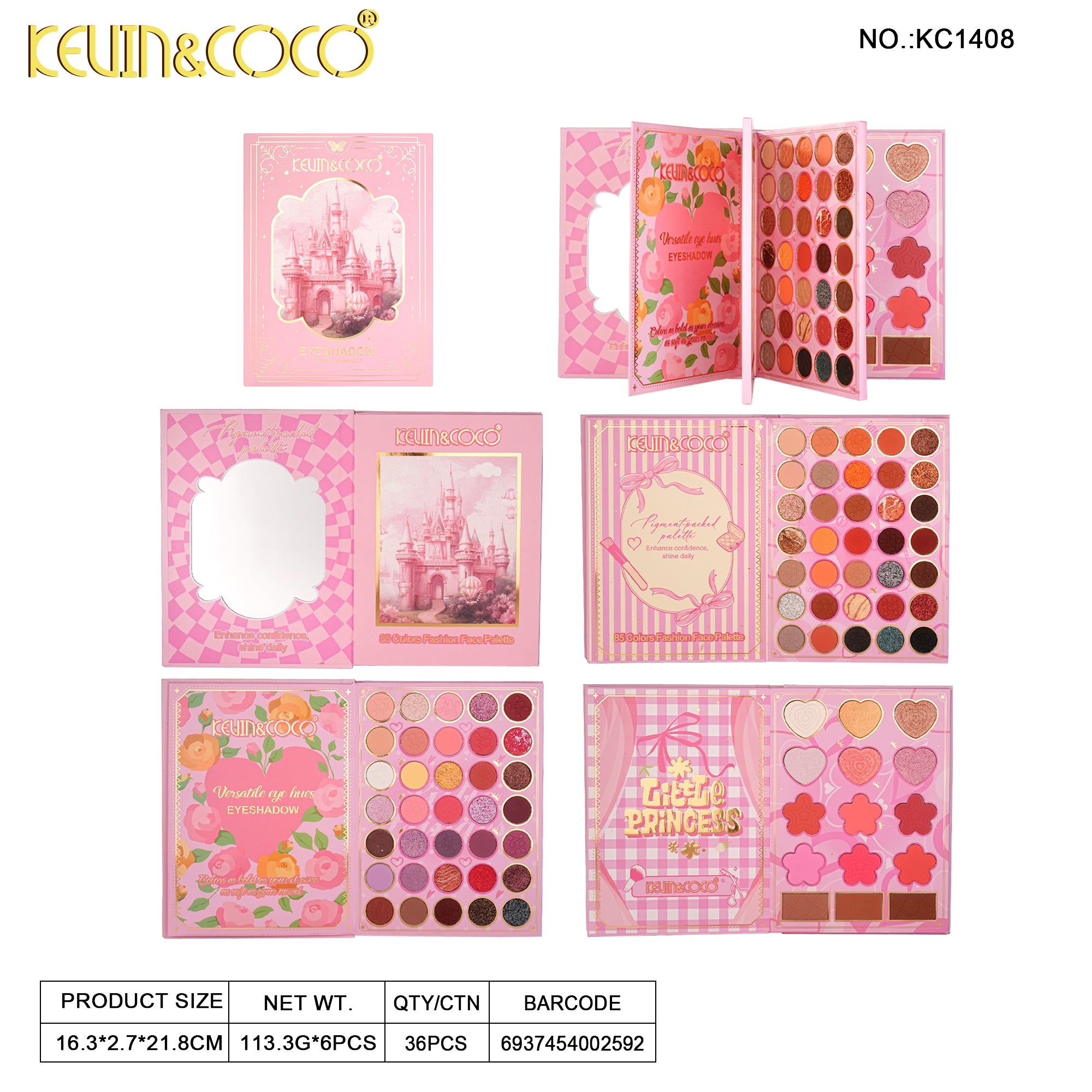 Pink Fairy Tale 85-Color Paper Palette Kit-6PCS(KC1408)