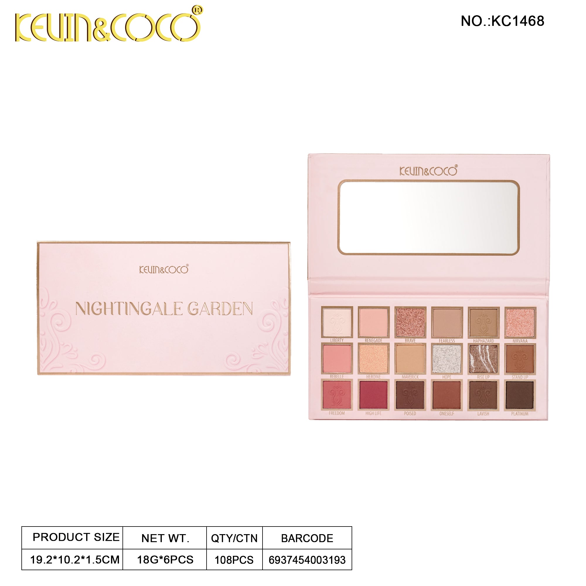 Halo Love 18-Color Crushed Diamond Eyeshadow Palette-6PCS(KC1468)